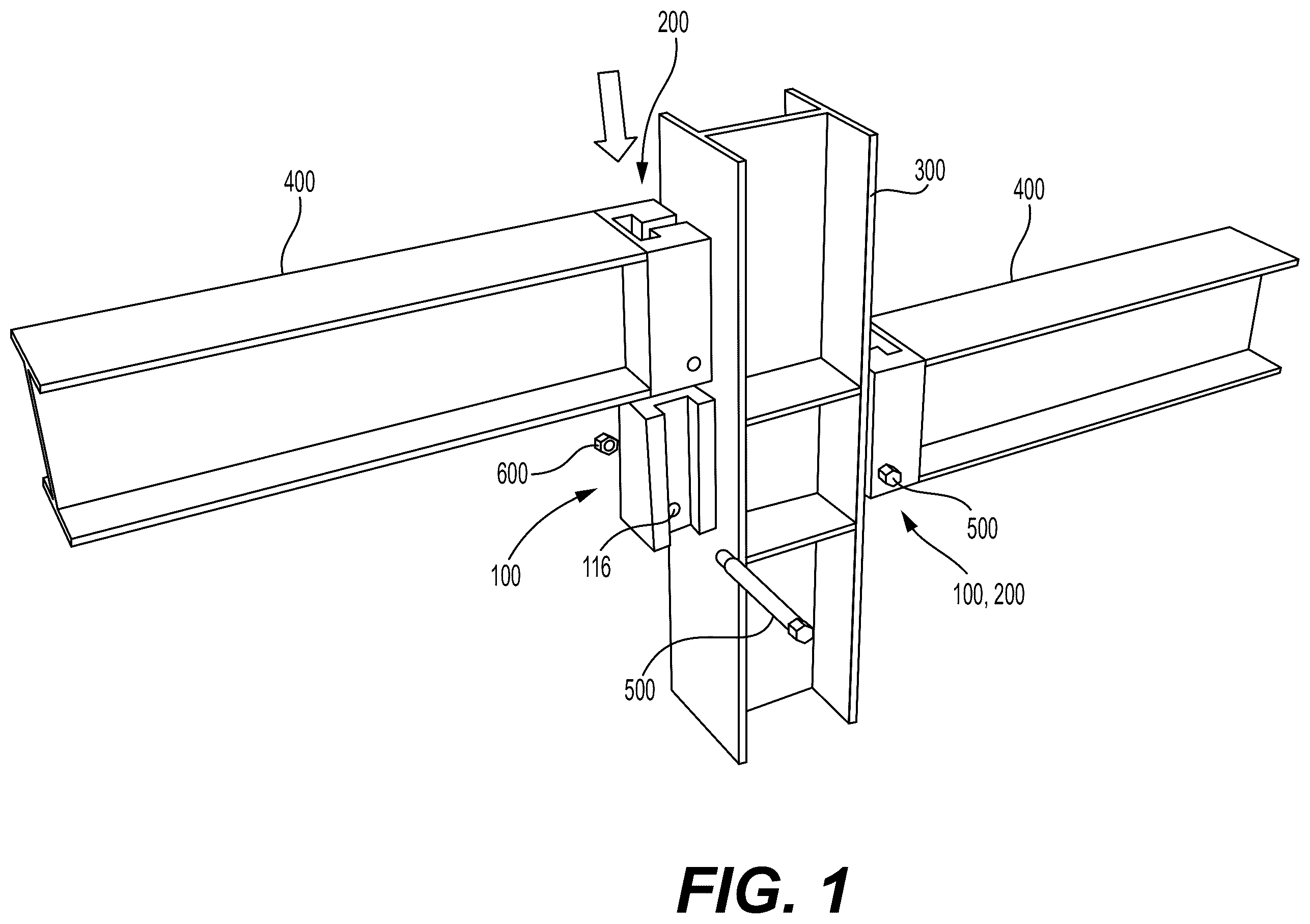 Patent US12359421 — Moment connection for steel framed buildings — Figure 1