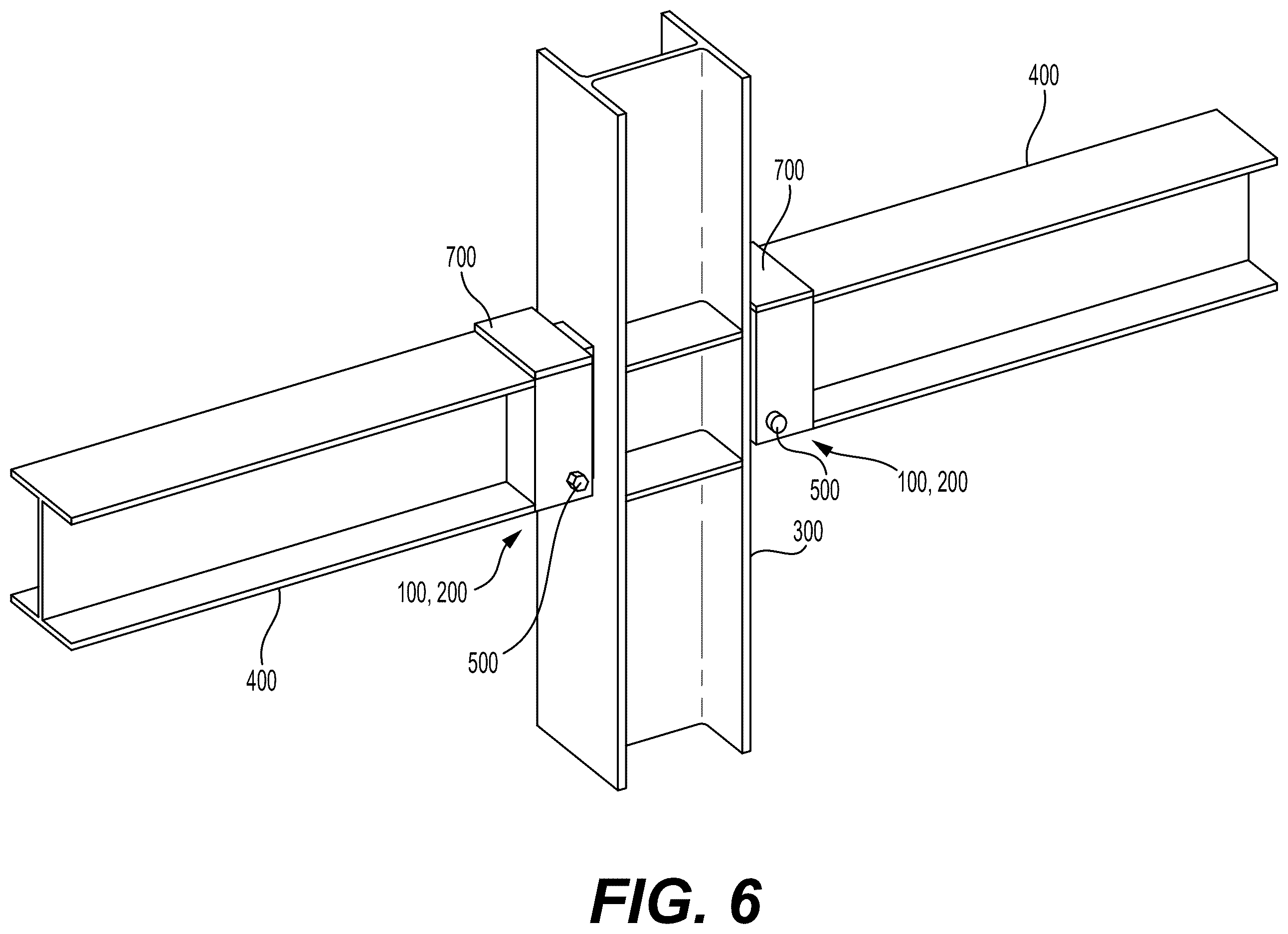 Patent US12359421 Figure 6 – Moment connection for steel framed buildings