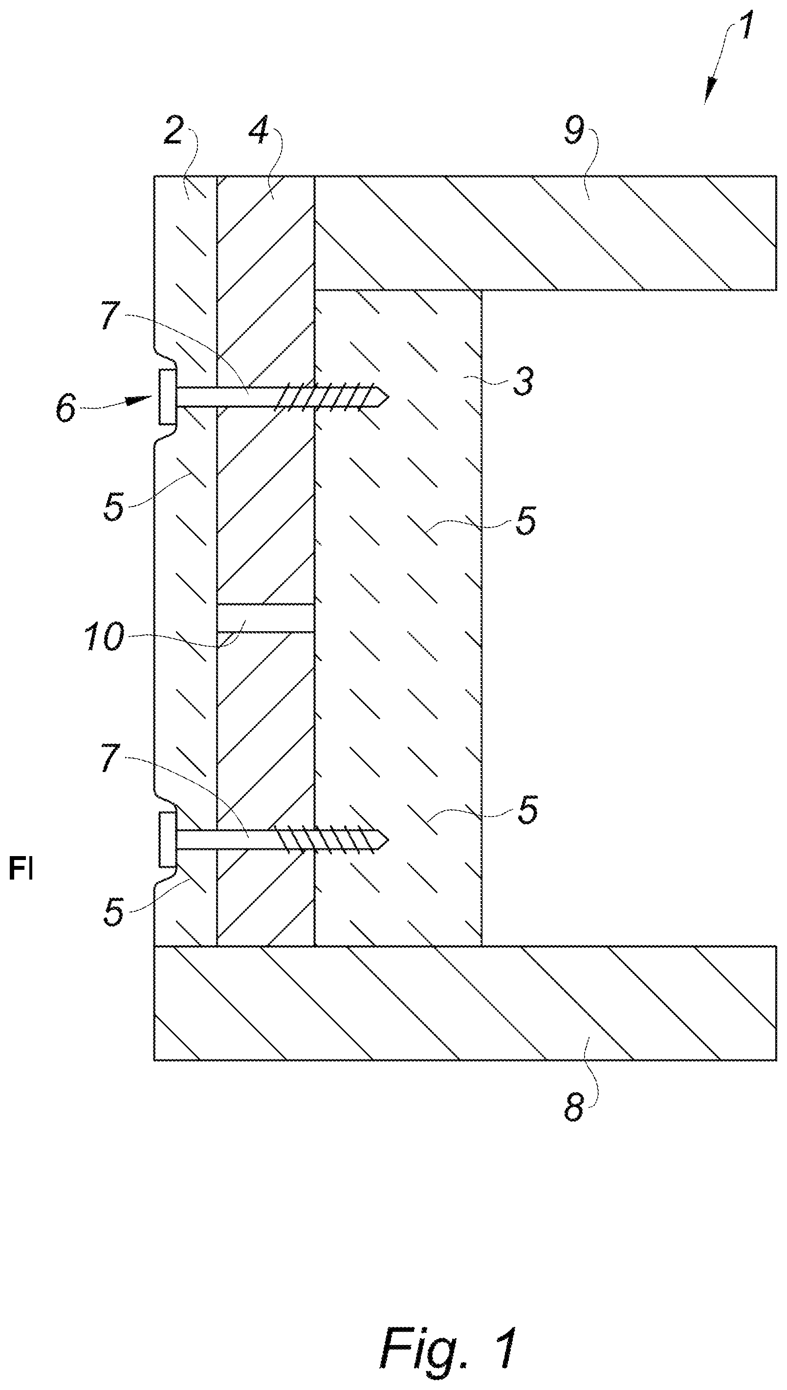 Patent US12359429 Figure 1 – Panel for a floor or wall and method for manufacturing one such panel