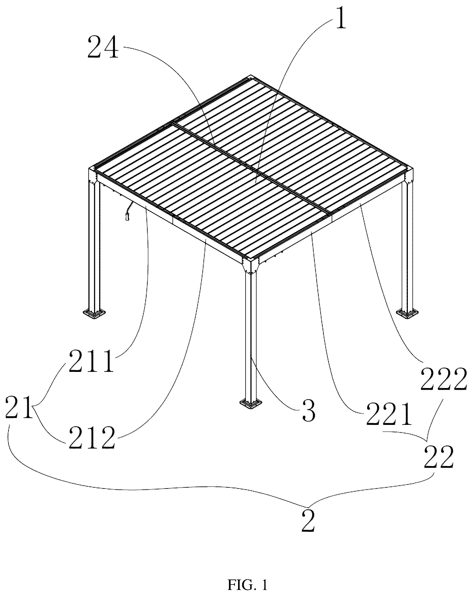 Patent US12359438 — Sunshade canopy — Figure 1