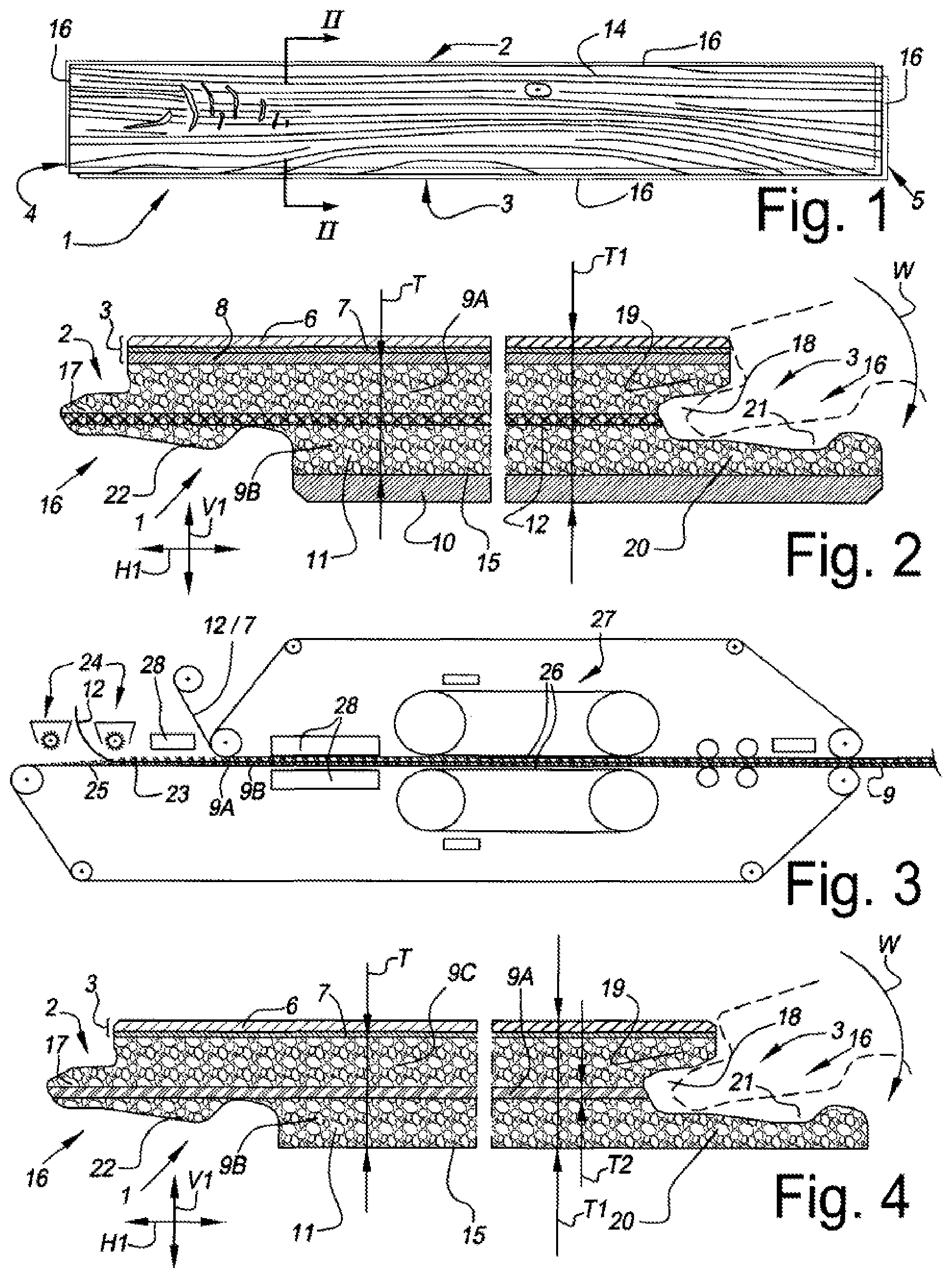 Patent US12359446 Figure 1 – Panel for forming a floor covering
