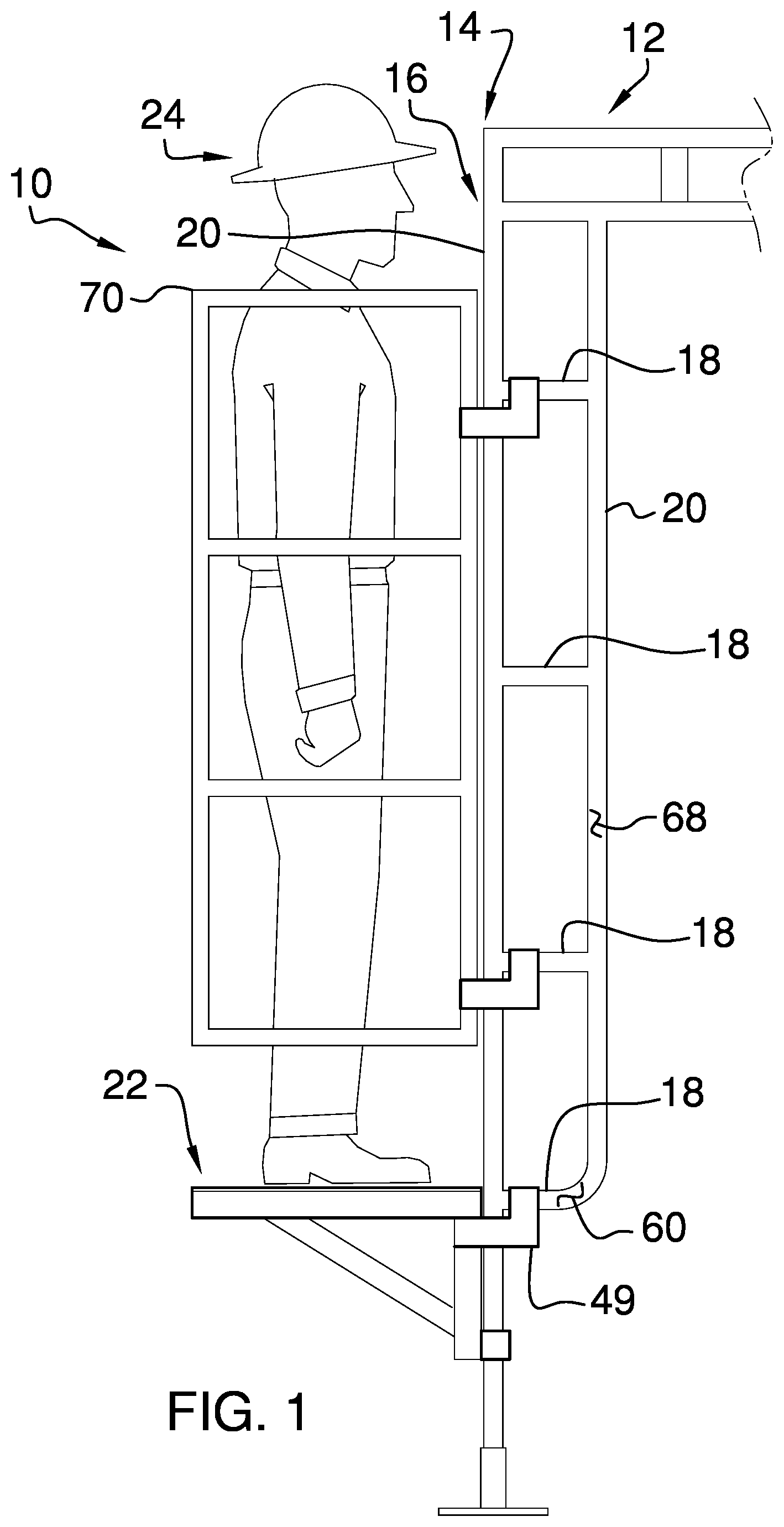 Patent US12359450 — Scaffold safety assembly — Figure 1