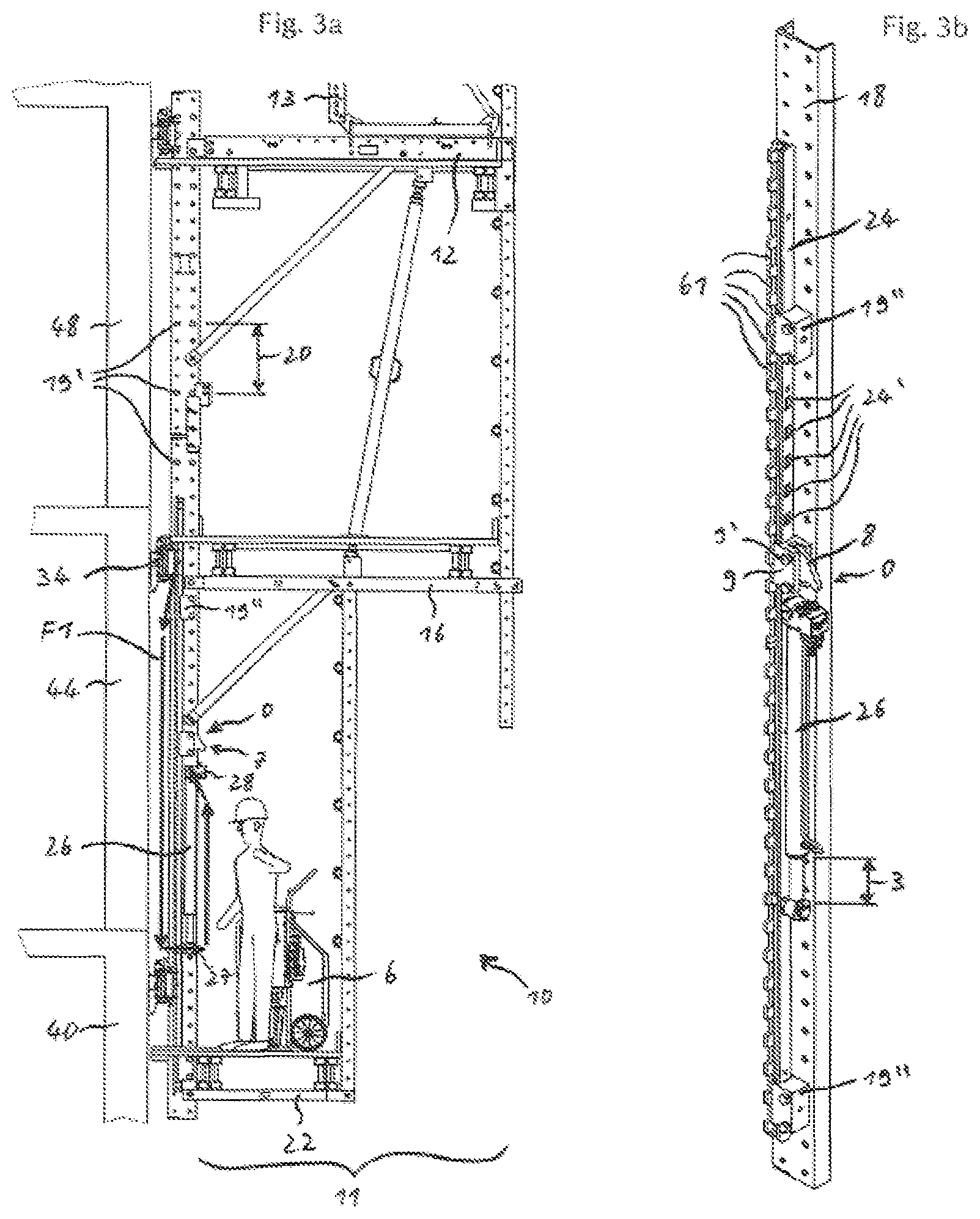 Patent US12359451 Figure 4 – Assembly consisting of a climbing rail and a climbing lift rail for a rail-guided