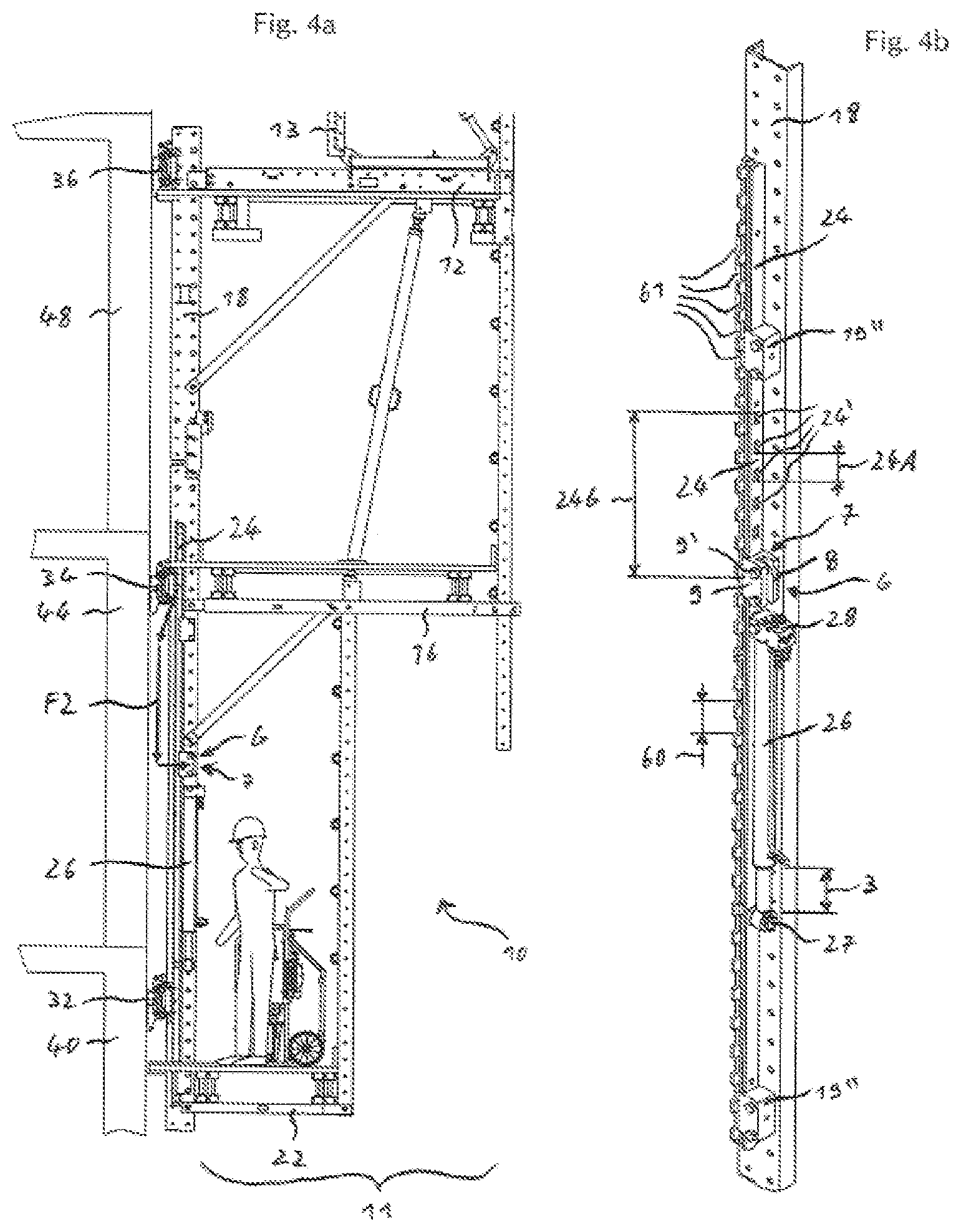 Patent US12359451 Figure 5 – Assembly consisting of a climbing rail and a climbing lift rail for a rail-guided