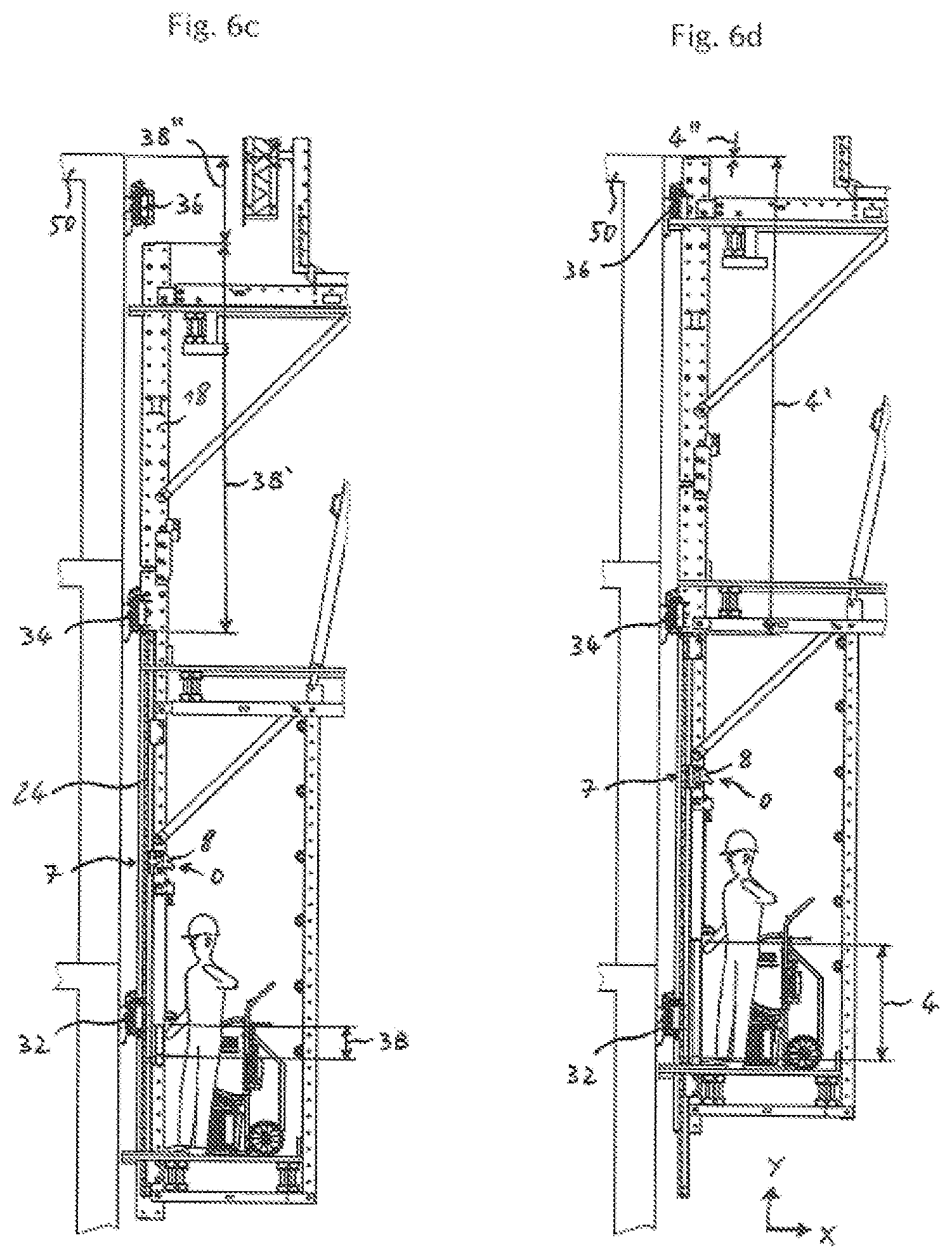 Patent US12359451 Figure 8 – Assembly consisting of a climbing rail and a climbing lift rail for a rail-guided