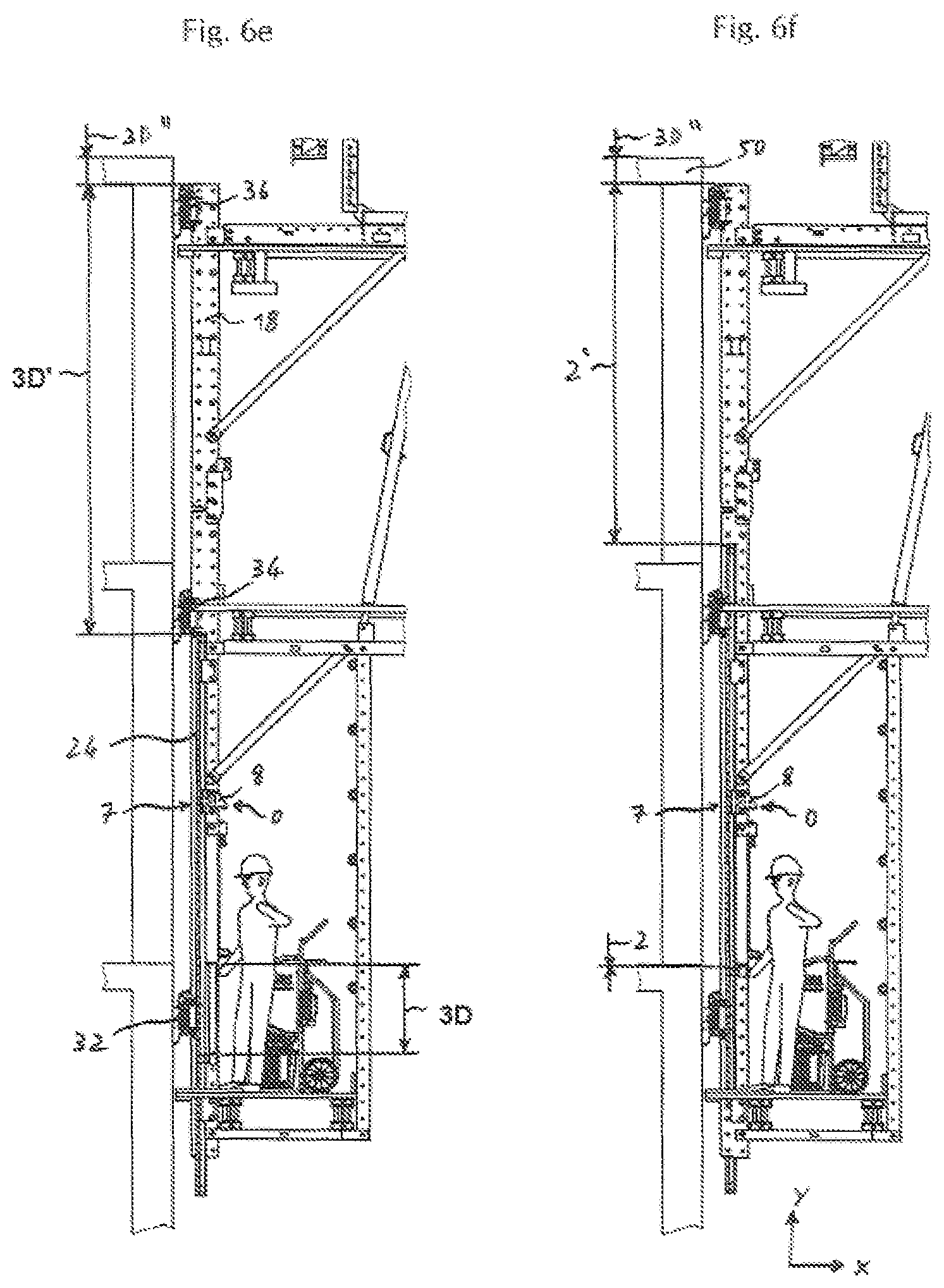 Patent US12359451 Figure 9 – Assembly consisting of a climbing rail and a climbing lift rail for a rail-guided