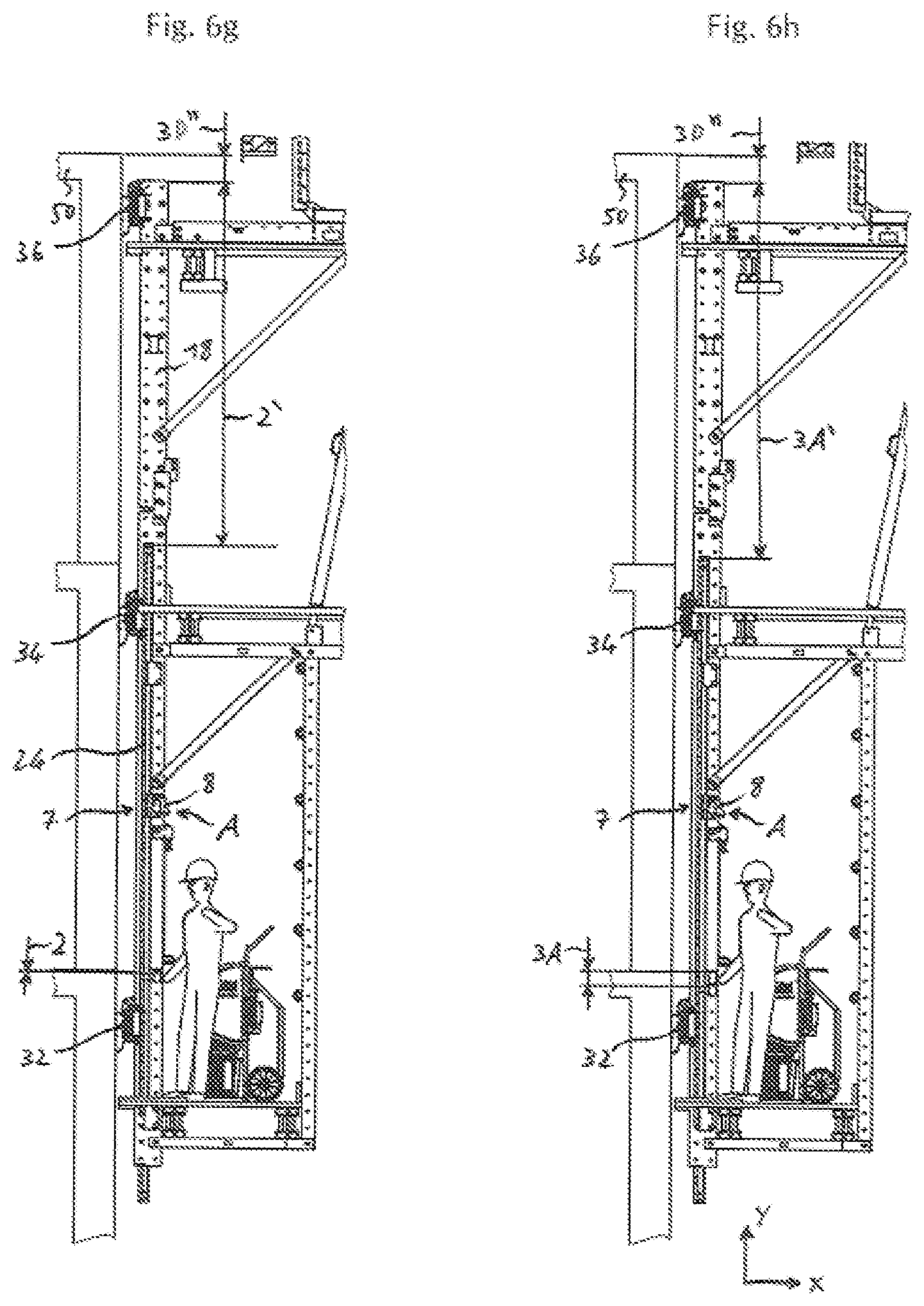 Patent US12359451 Figure 10 – Assembly consisting of a climbing rail and a climbing lift rail for a rail-guided