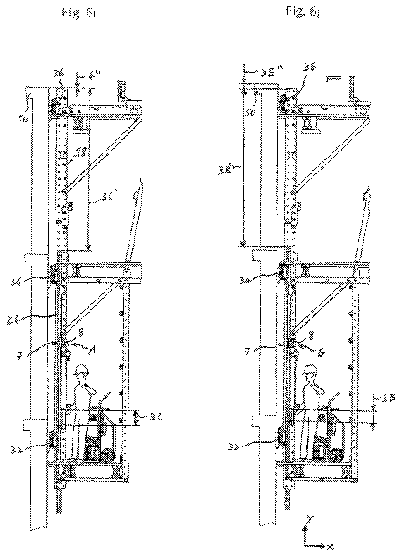 Patent US12359451 Figure 11 – Assembly consisting of a climbing rail and a climbing lift rail for a rail-guided