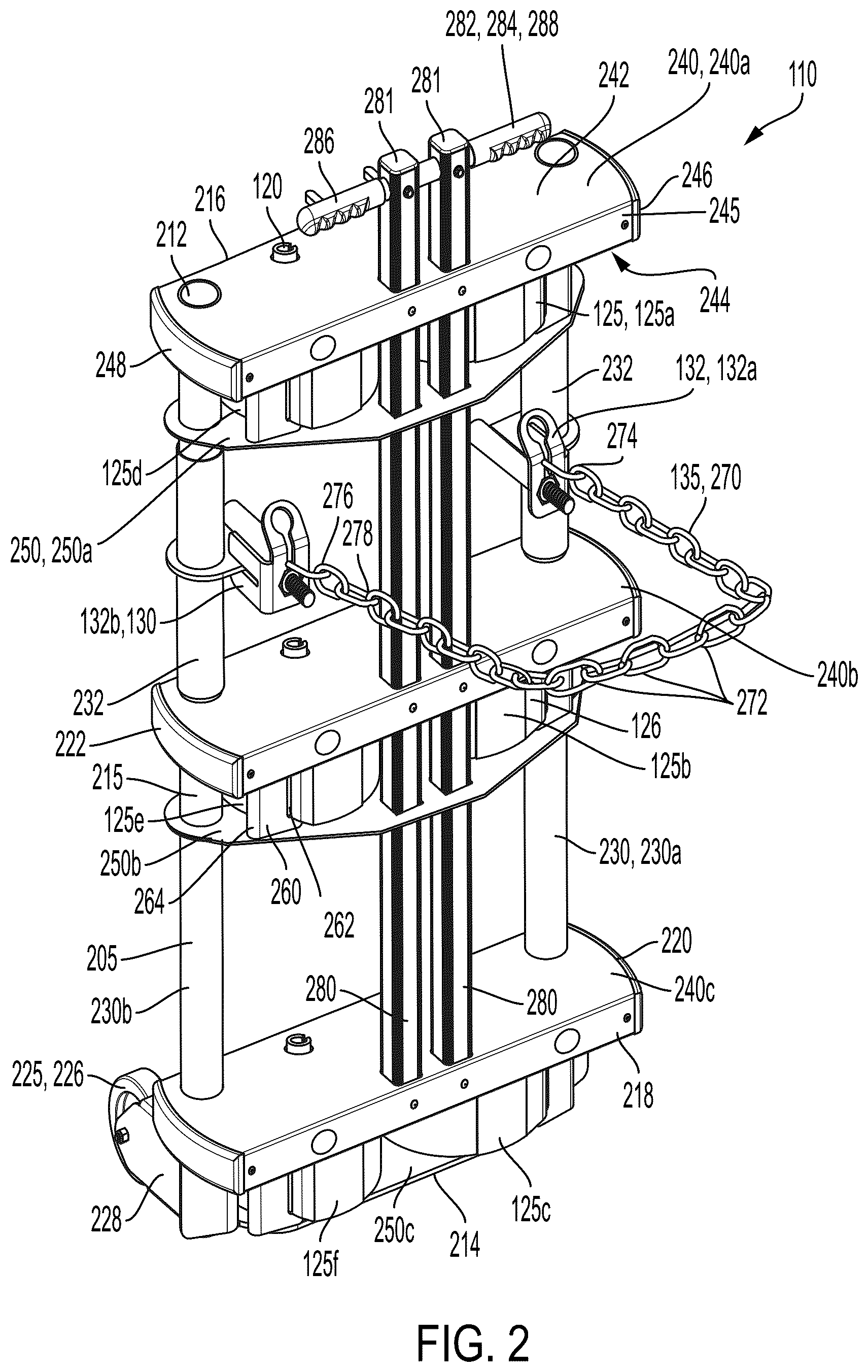 Patent US12359452 Figure 2 – Fall protection system and guardrail post assembly therefor