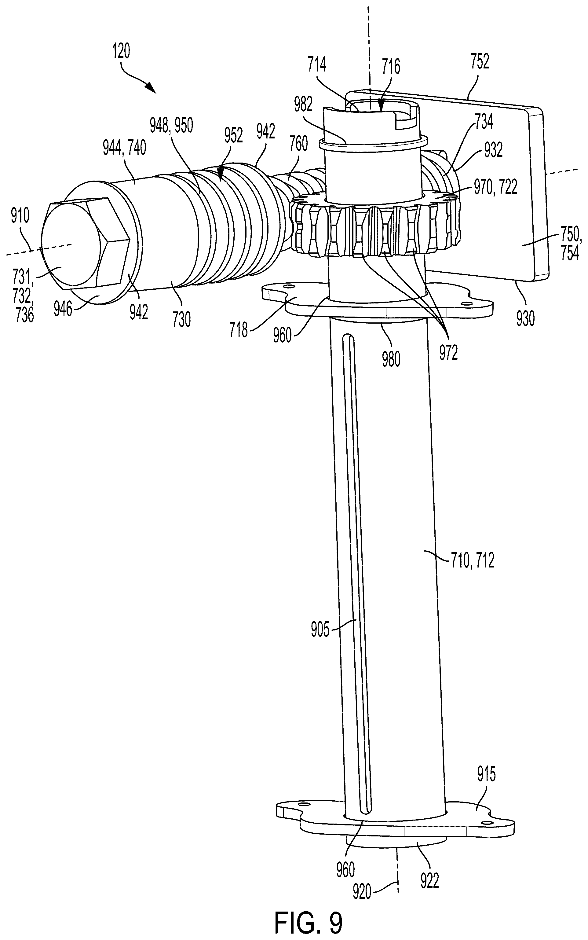 Patent US12359452 Figure 7 – Fall protection system and guardrail post assembly therefor