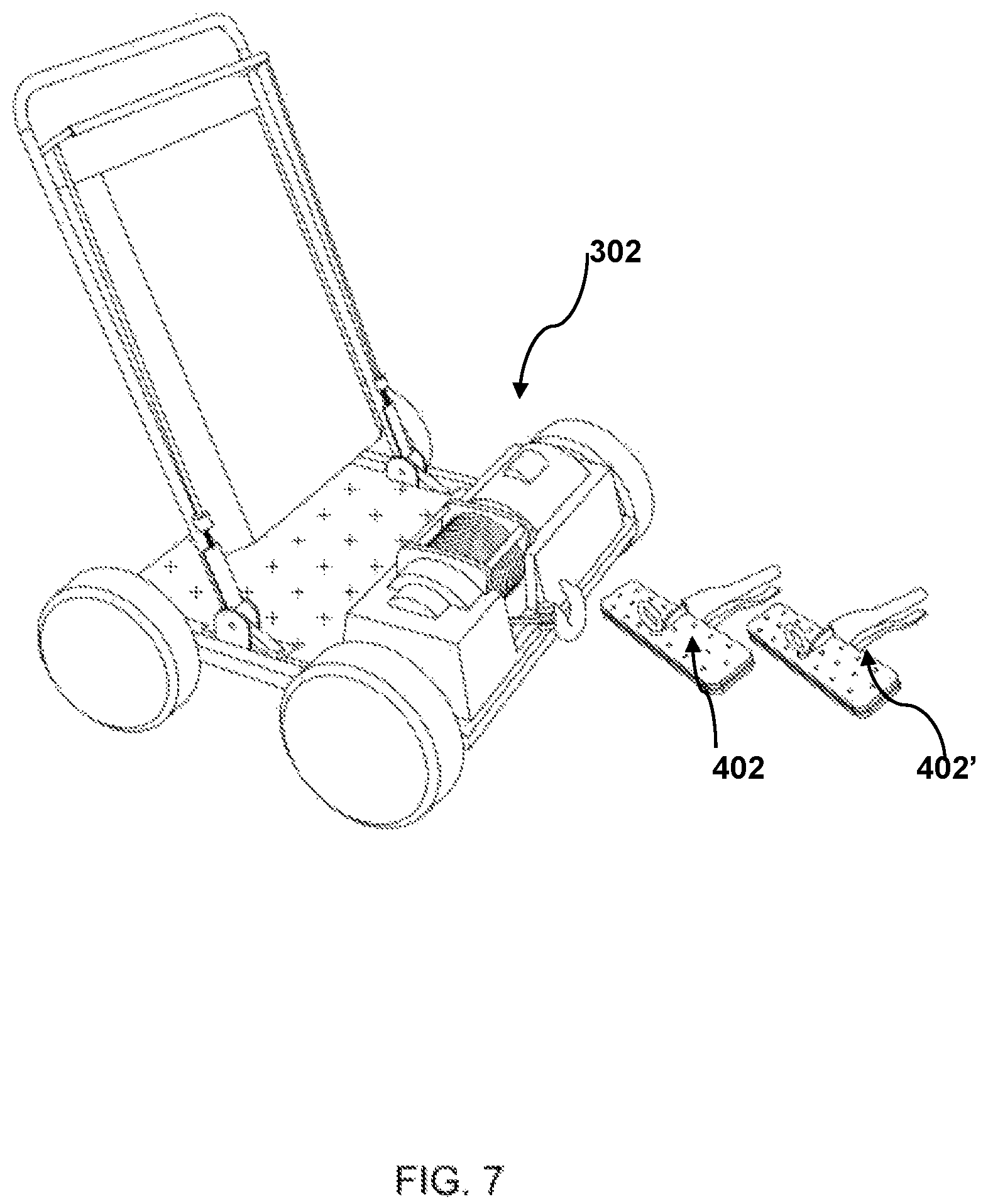 Patent US12359453 Figure 7 – Carpet cutting apparatus and a method and system for removing carpet bonded to a floor