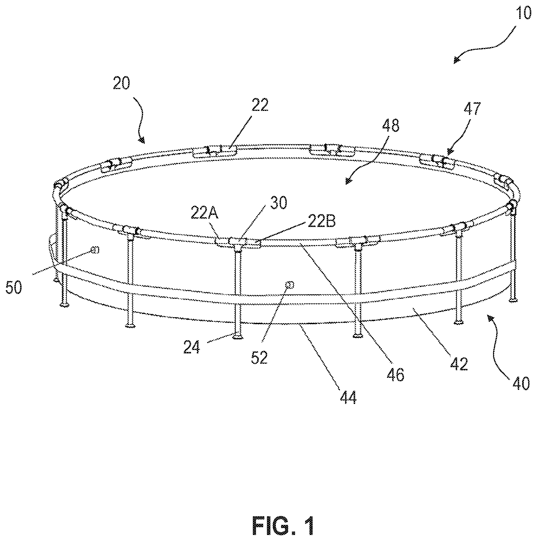 Patent US12359454 Figure 1 – Joint for above ground pool frame