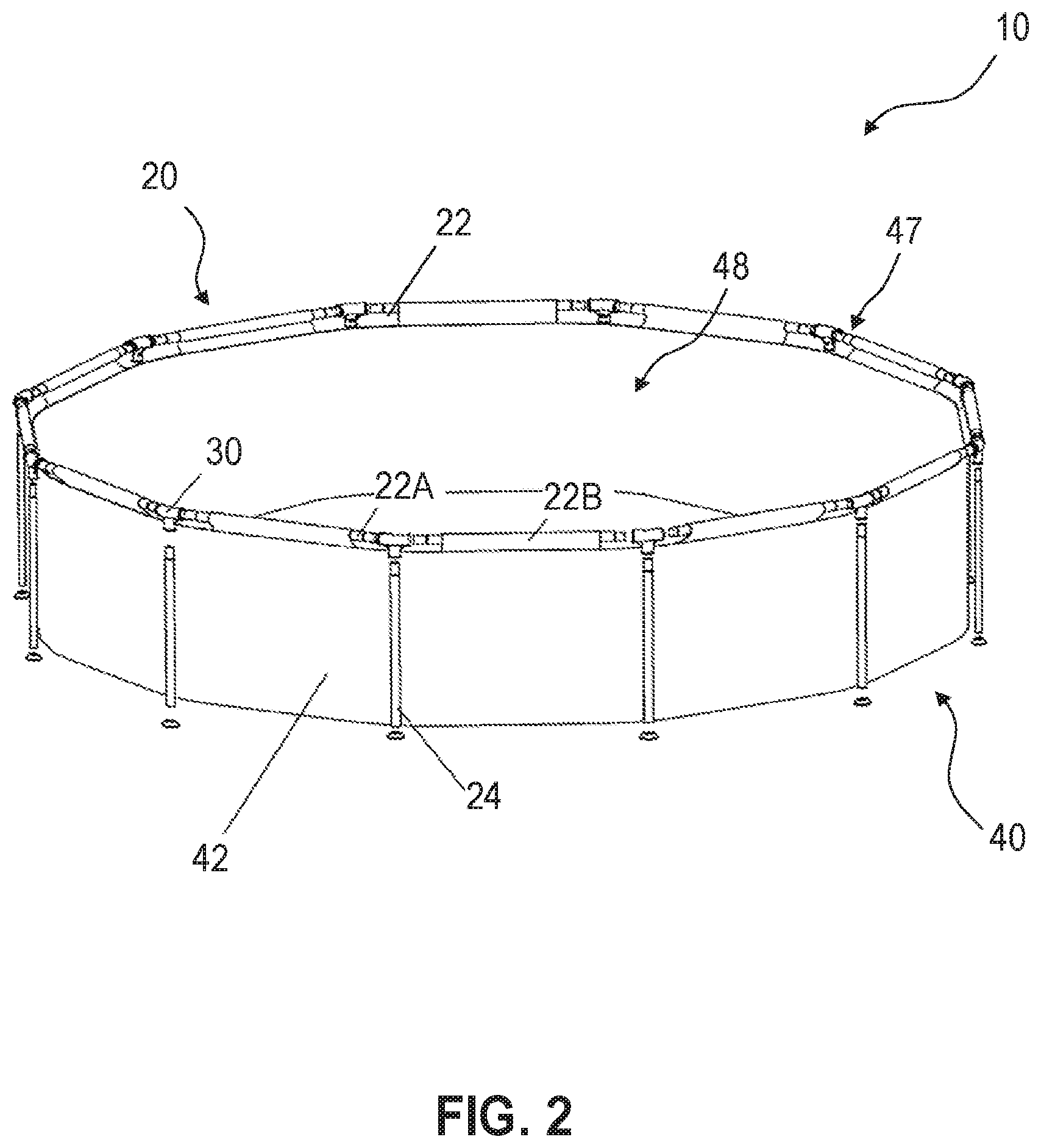 Patent US12359454 Figure 2 – Joint for above ground pool frame