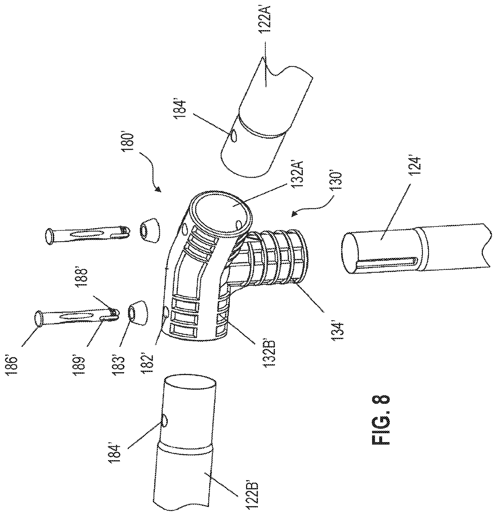 Patent US12359454 Figure 8 – Joint for above ground pool frame