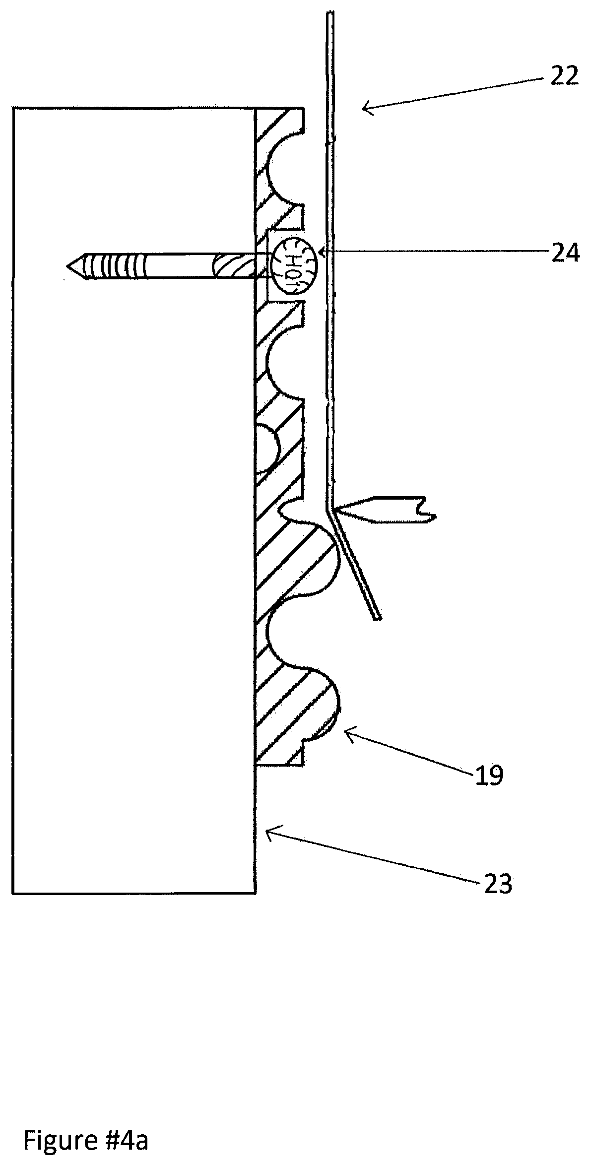 Patent US12359458 Figure 5 – Apparatus for unifying structural continuous load paths and reinforcing a roofing structural system utilizing super high tensile strength tape and plastic attachment mechanisms
