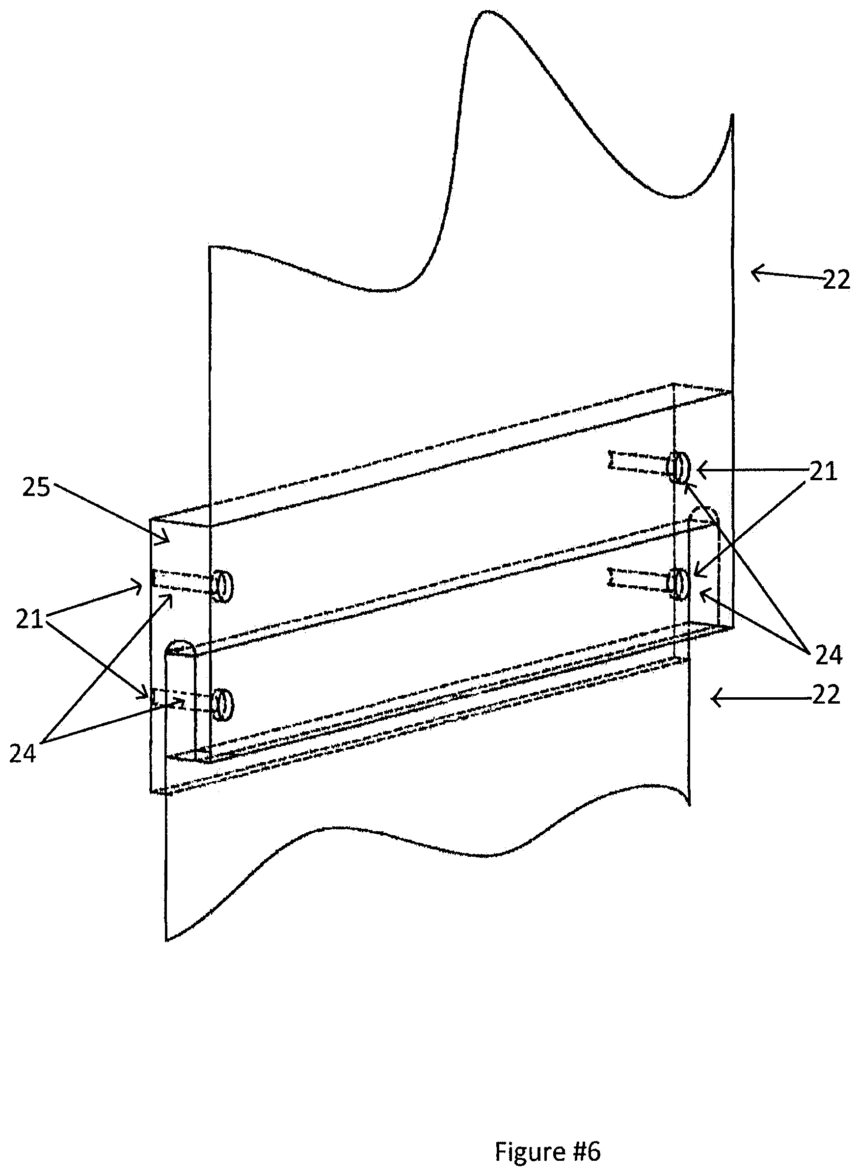 Patent US12359458 Figure 8 – Apparatus for unifying structural continuous load paths and reinforcing a roofing structural system utilizing super high tensile strength tape and plastic attachment mechanisms
