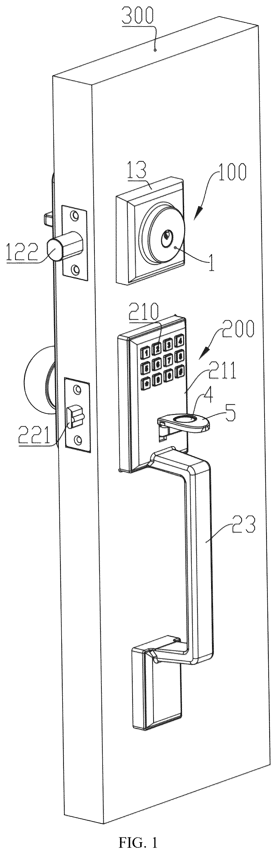 Patent US12359467 Figure 1 – Lockset for locking door leaf