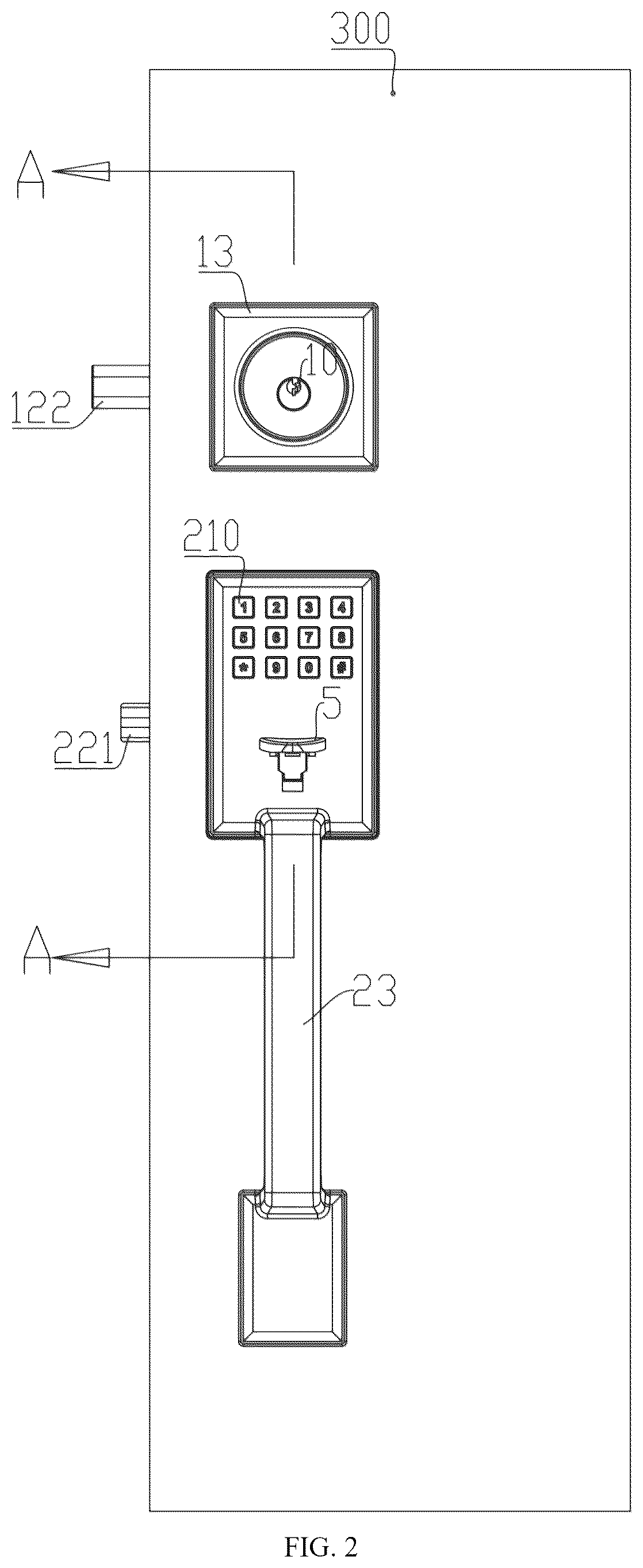 Patent US12359467 Figure 2 – Lockset for locking door leaf