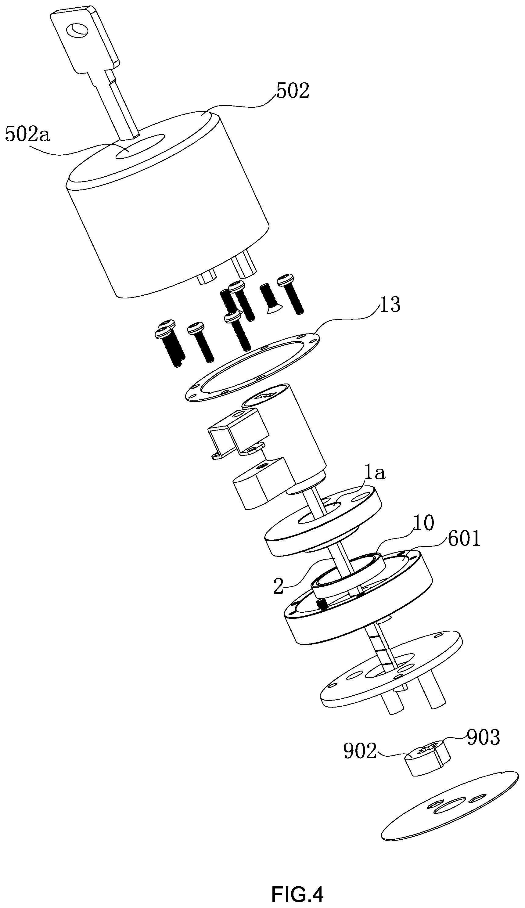 Patent US12359468 Figure 4 – Lock facilitating double-locking from outside