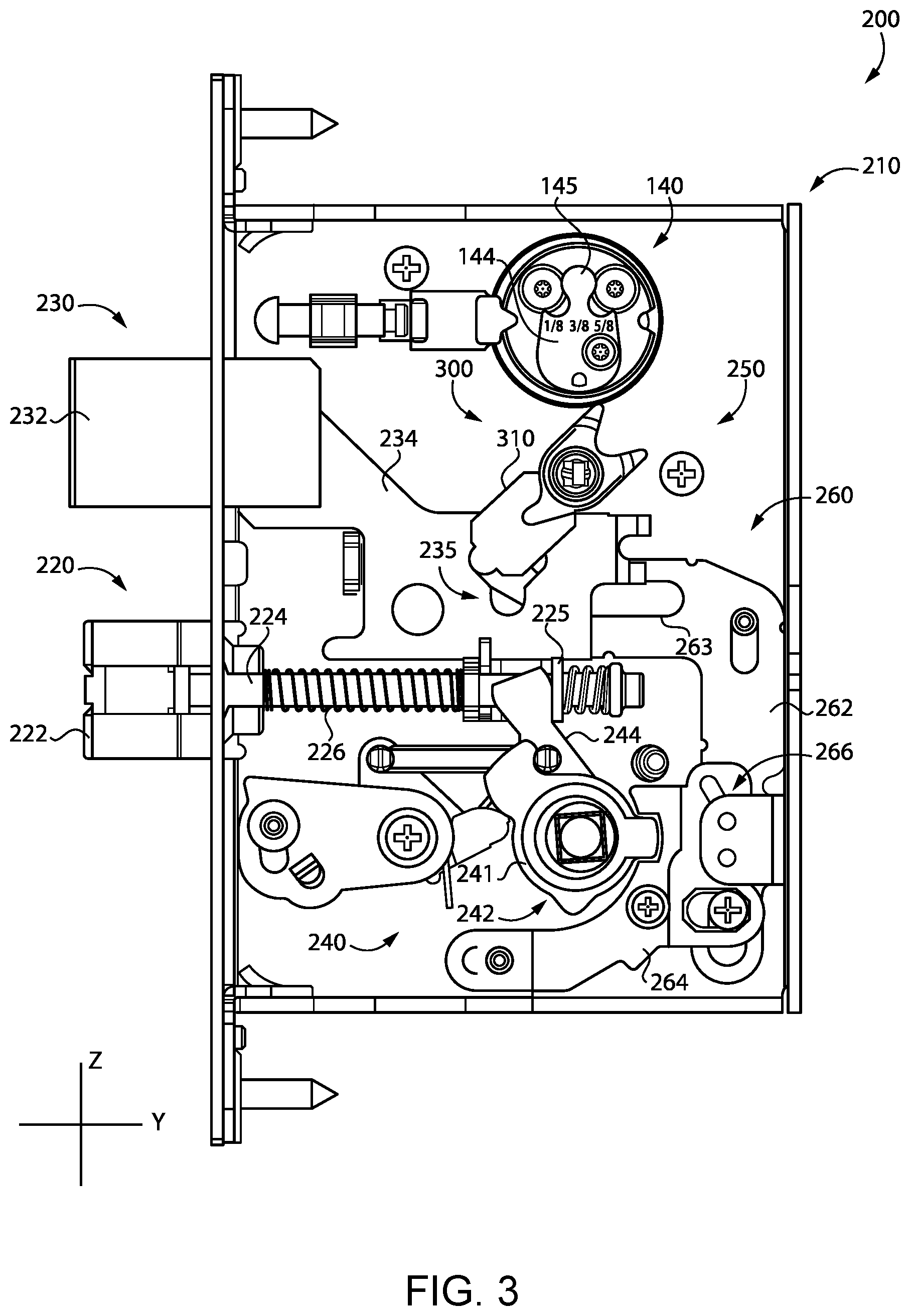 Patent US12359469 Figure 3 – Anti-barricade assembly