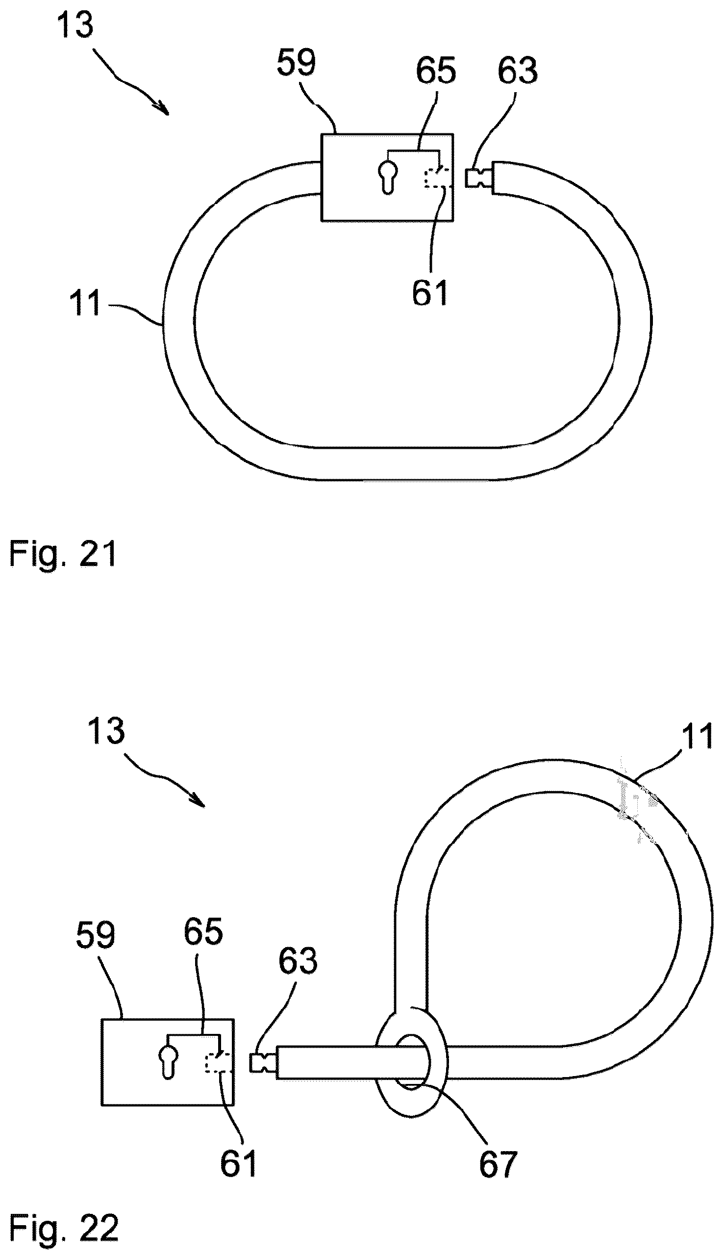 Patent US12359471 Figure 7 – Chain lock and chain for a chain lock