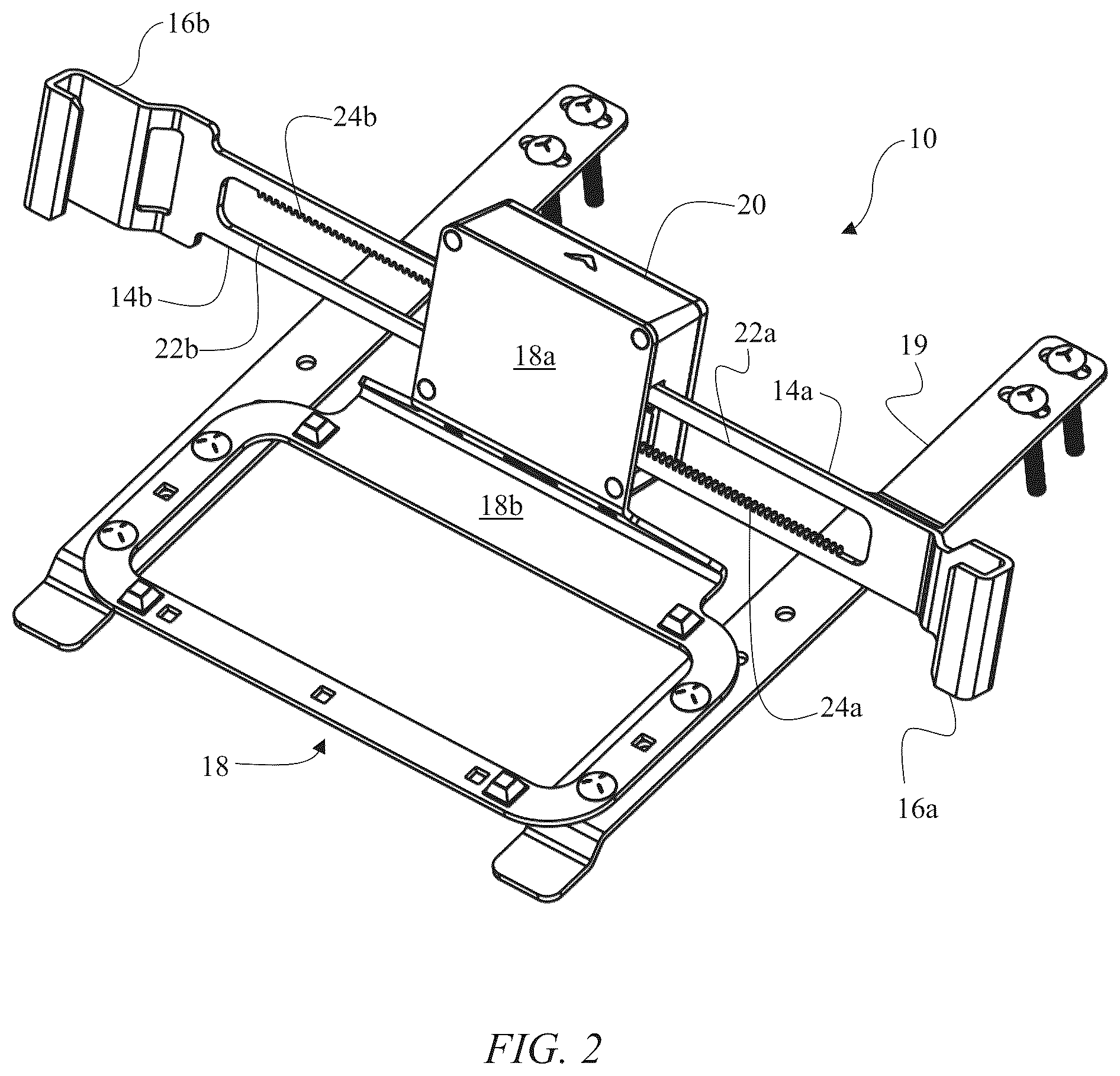 Patent US12359472 Figure 2 – Anti-theft apparatus for retail display of a laptop computer