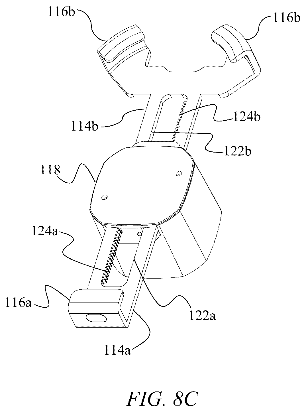 Patent US12359473 Figure 8 – Anti-theft device with electromechanically retractable locking arms