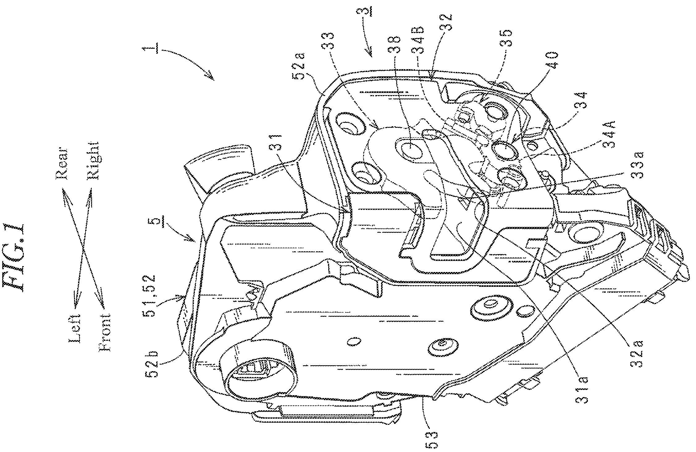 Patent US12359475 Figure 1 – Vehicle door latch device
