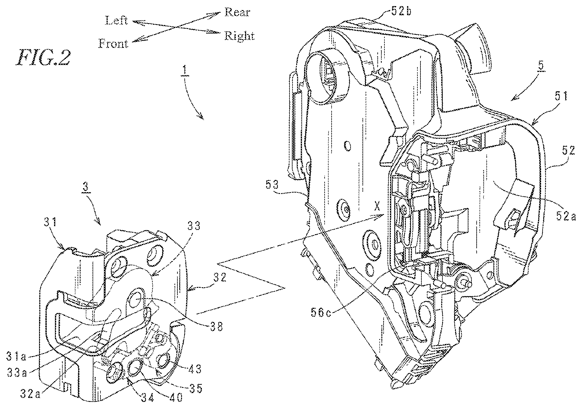 Patent US12359475 Figure 2 – Vehicle door latch device