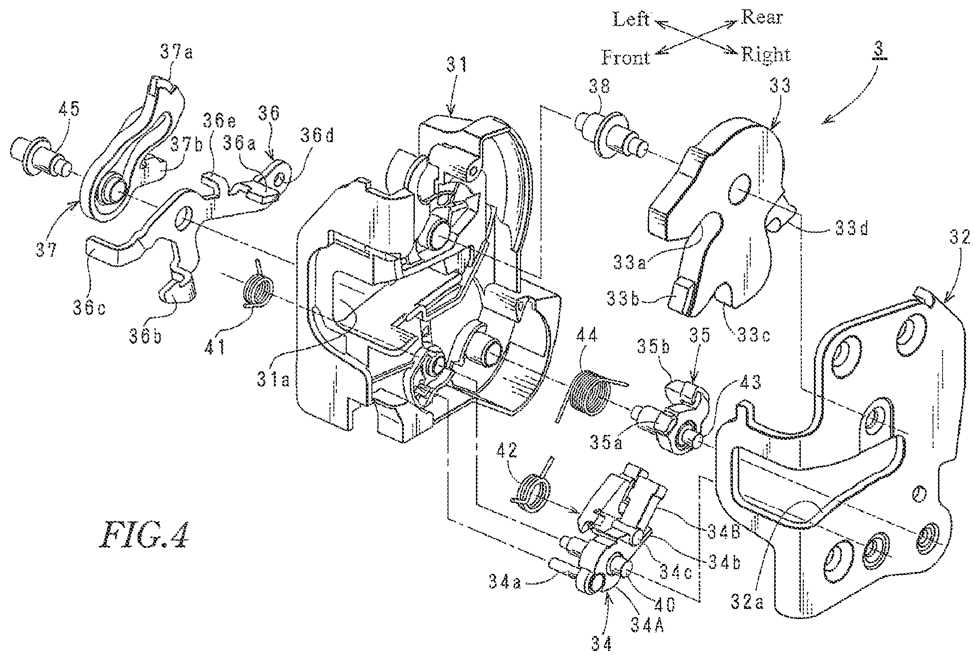 Patent US12359475 Figure 4 – Vehicle door latch device