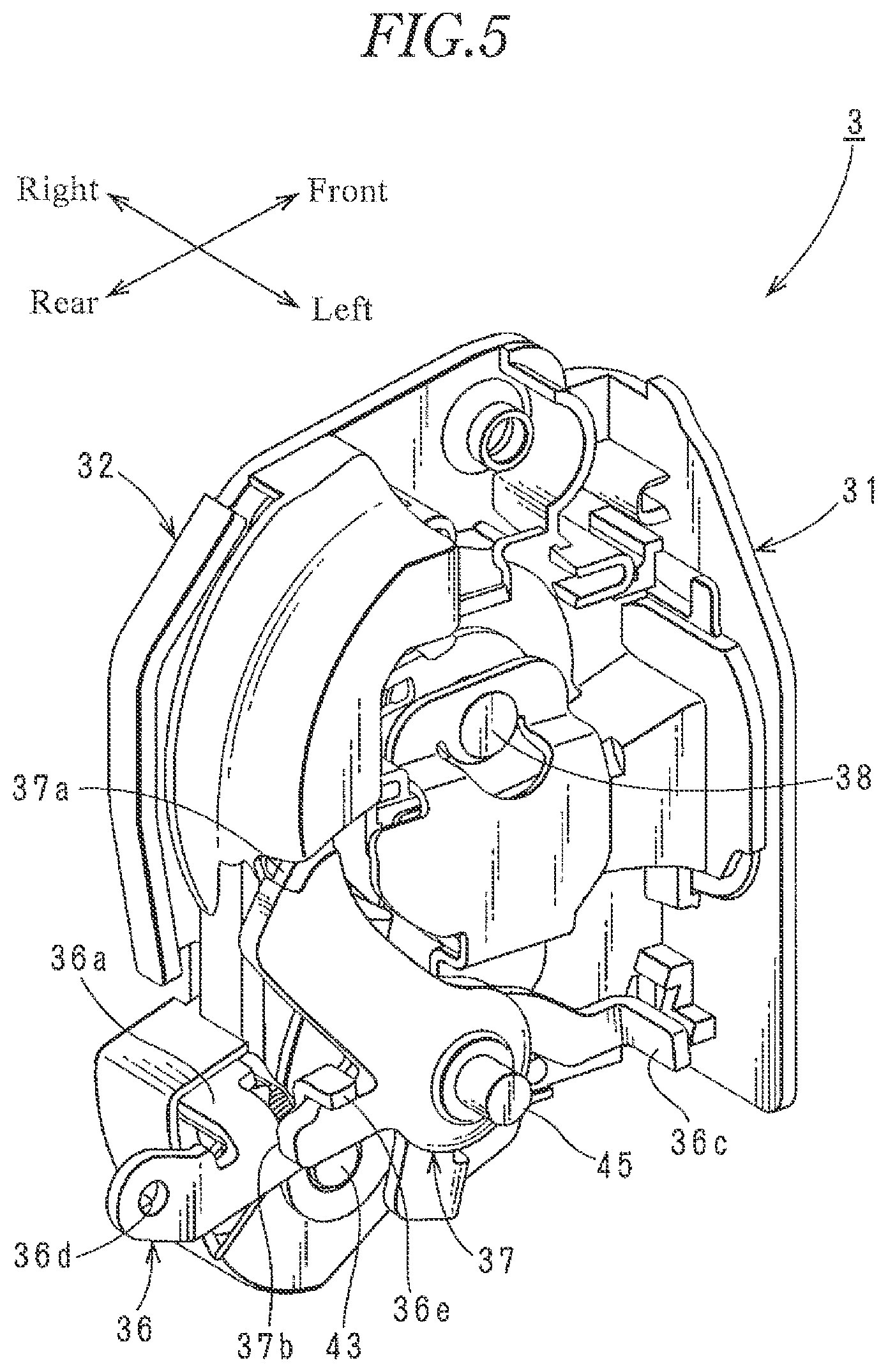 Patent US12359475 Figure 5 – Vehicle door latch device