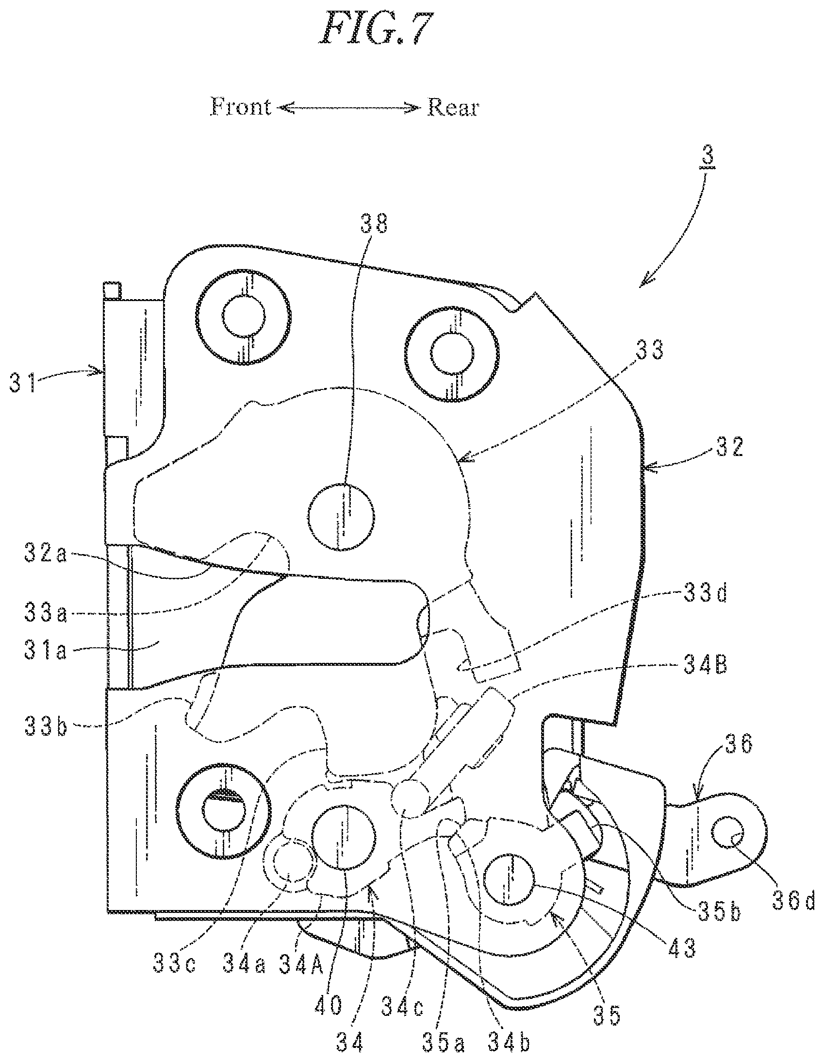Patent US12359475 Figure 7 – Vehicle door latch device