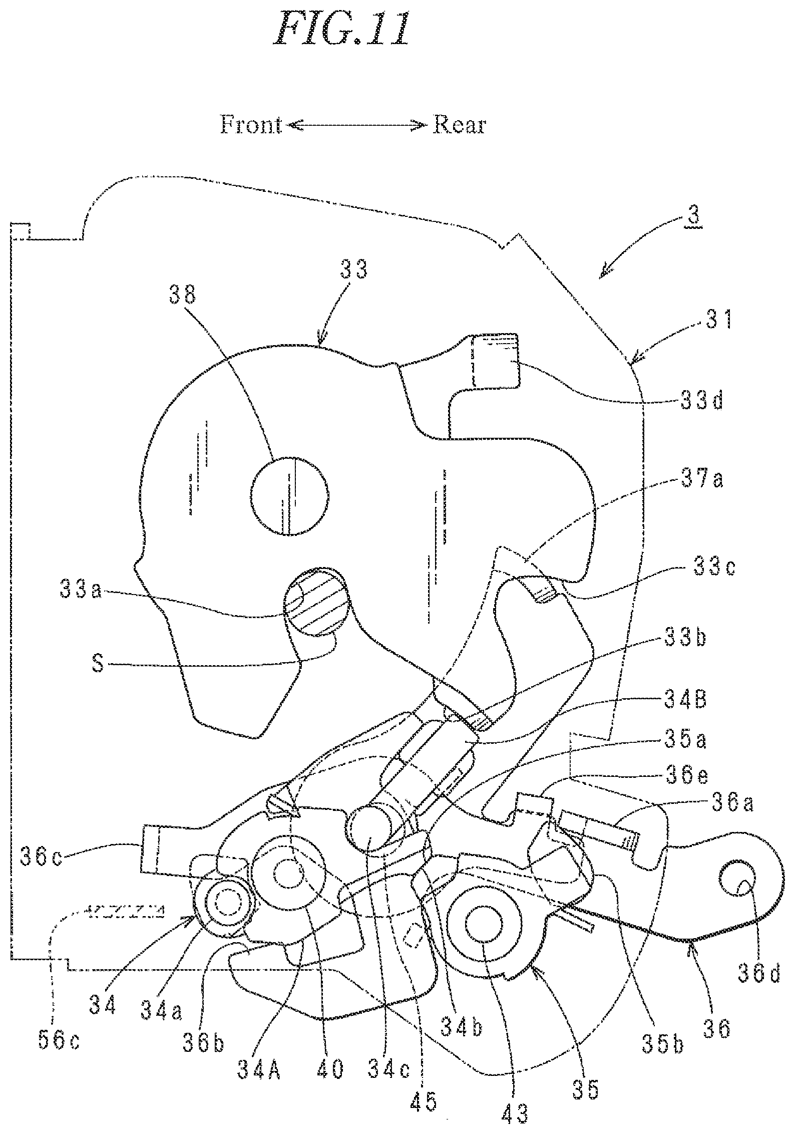 Patent US12359475 Figure 11 – Vehicle door latch device