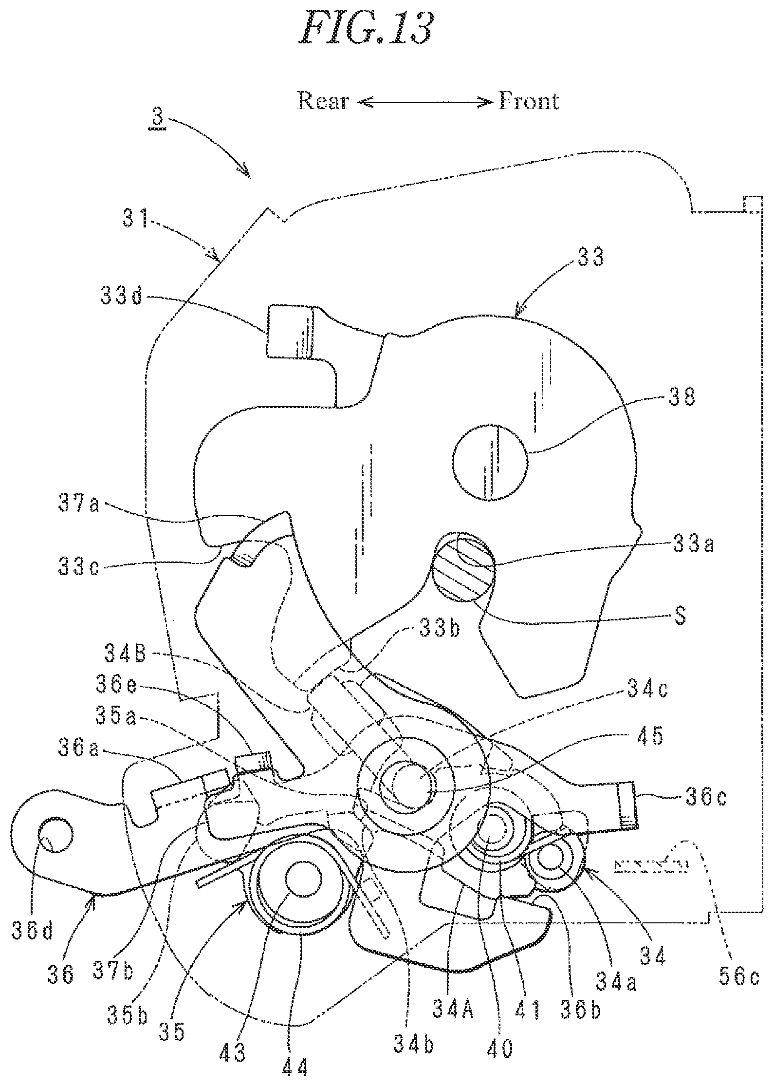Patent US12359475 Figure 13 – Vehicle door latch device