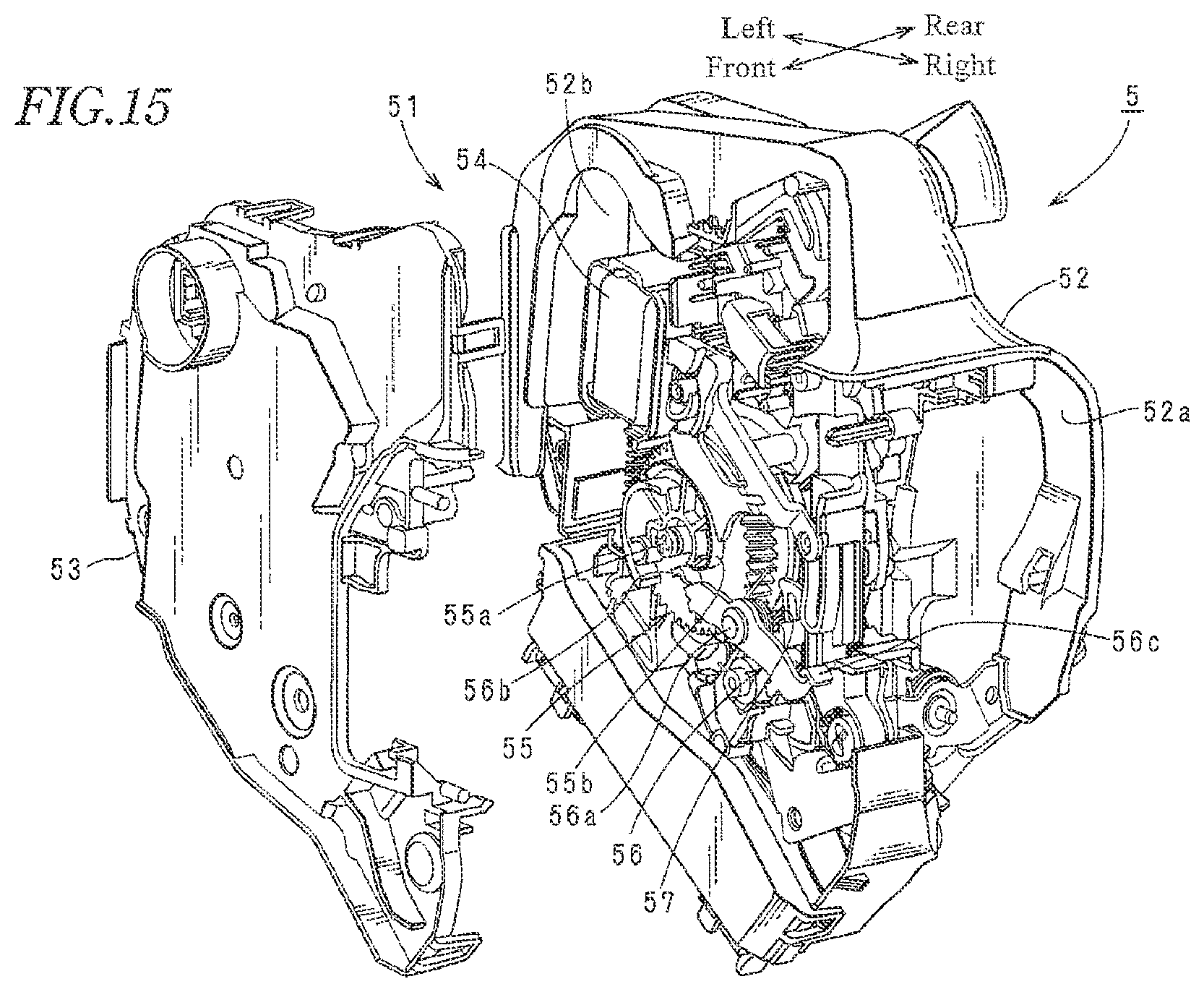 Patent US12359475 Figure 15 – Vehicle door latch device