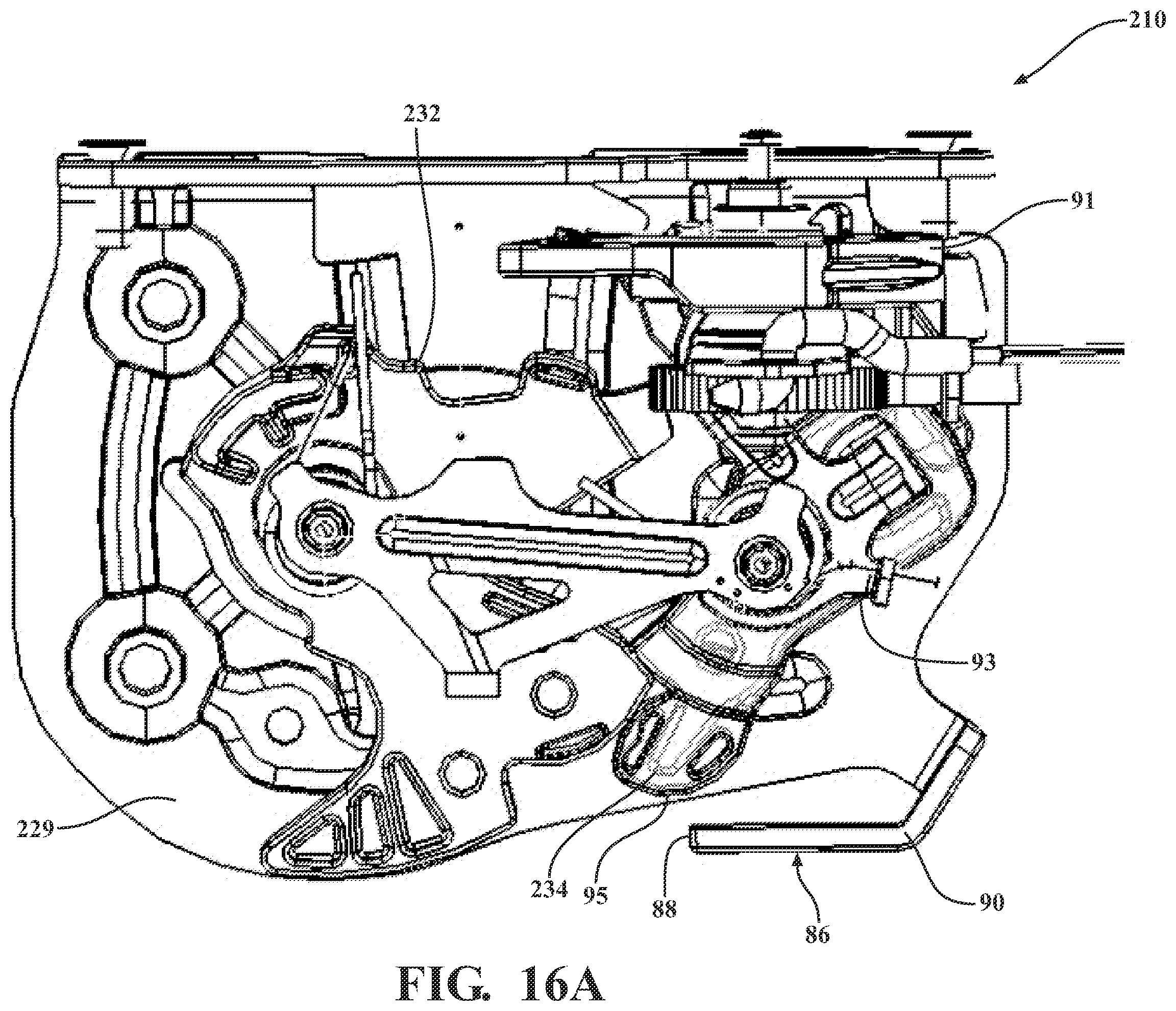 Patent US12359476 Figure 17 – Closure latch assembly with power latch release mechanism having dual drive power release actuator and multi-stage gearset