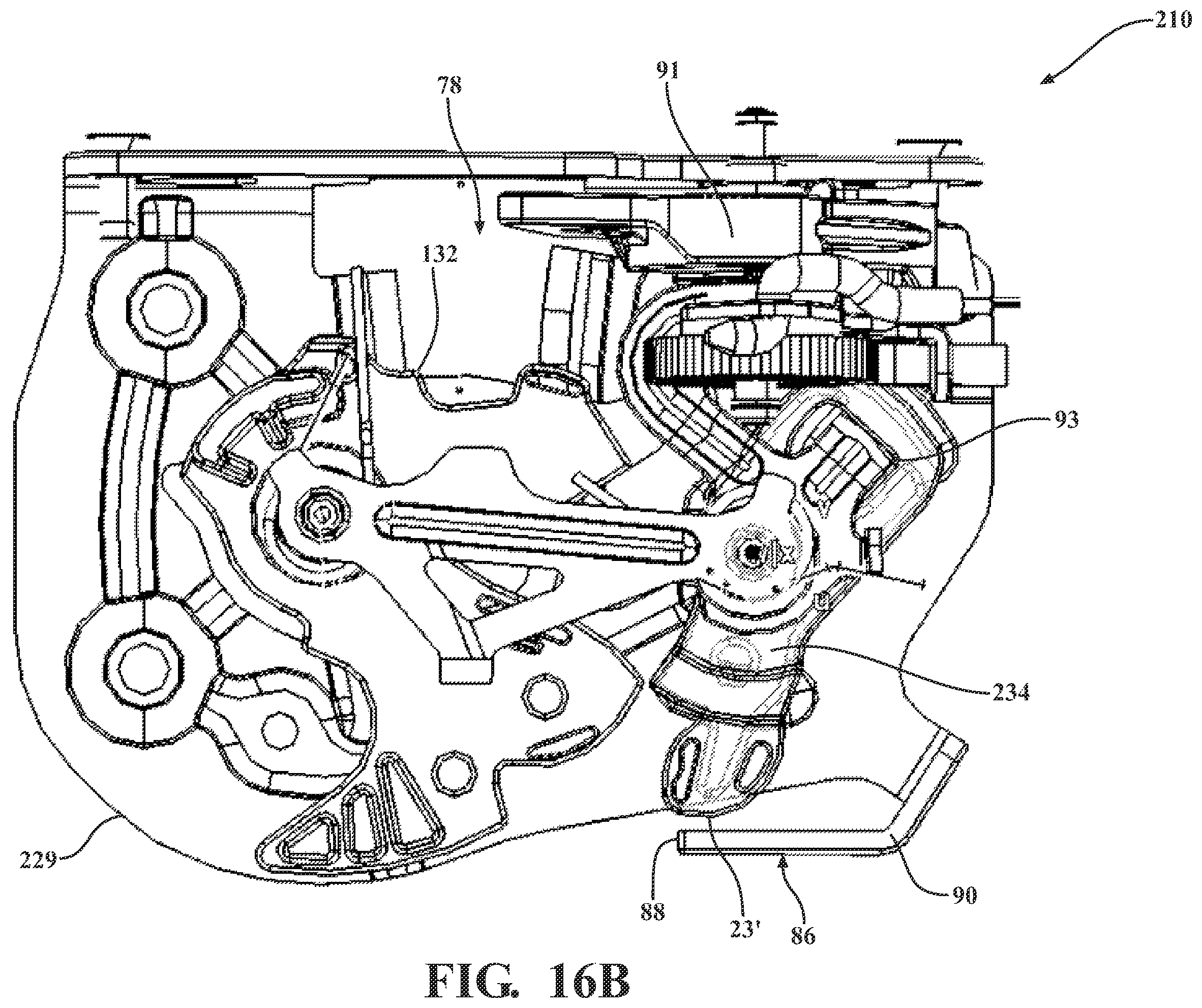 Patent US12359476 Figure 18 – Closure latch assembly with power latch release mechanism having dual drive power release actuator and multi-stage gearset