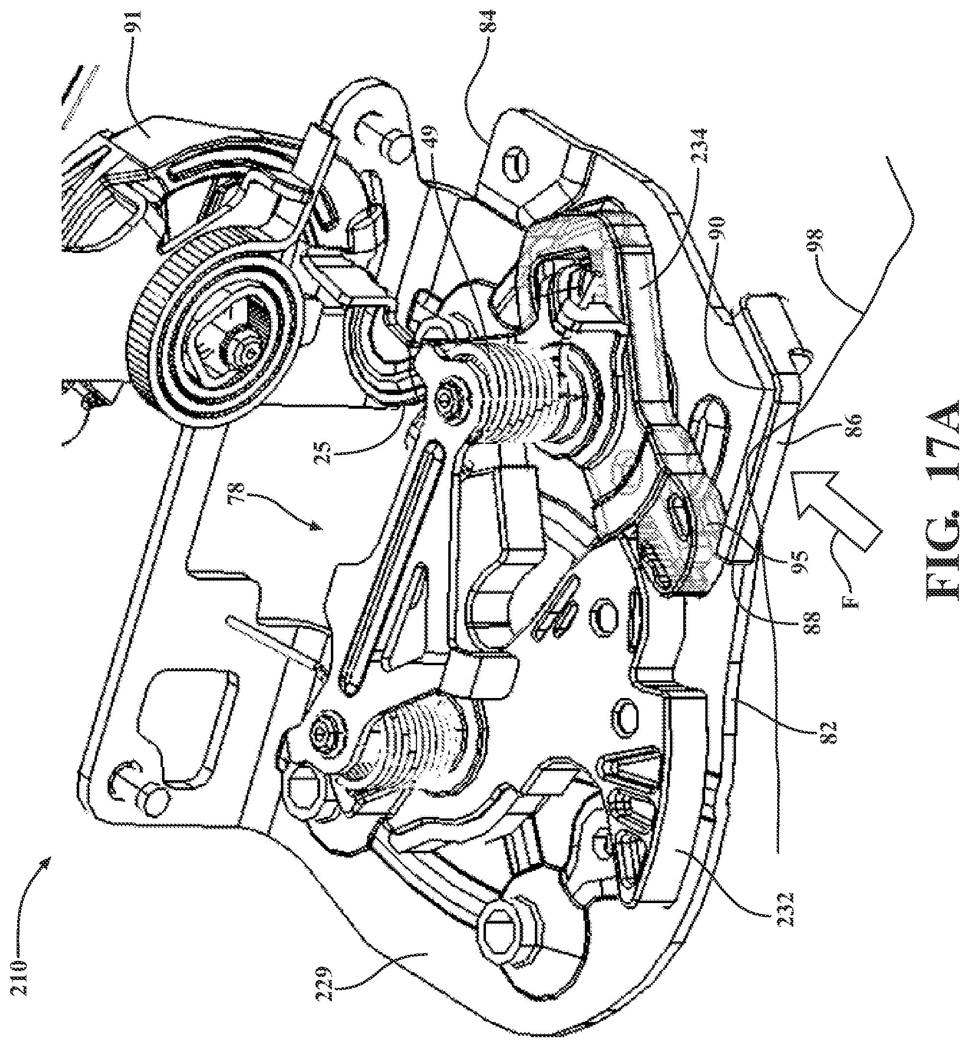 Patent US12359476 Figure 19 – Closure latch assembly with power latch release mechanism having dual drive power release actuator and multi-stage gearset
