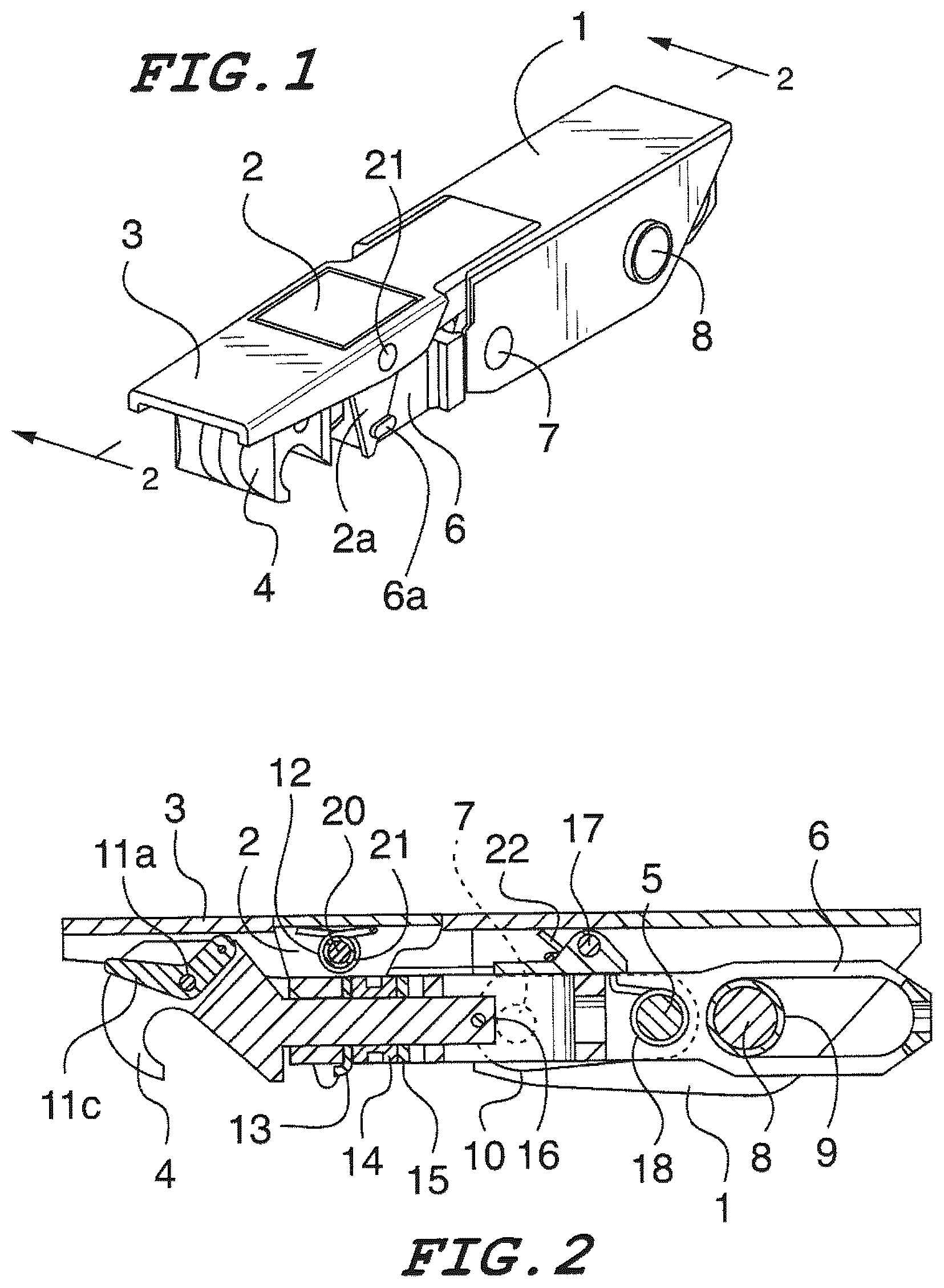 Patent US12359479 Figure 1 – Hook latch with adjustable throw