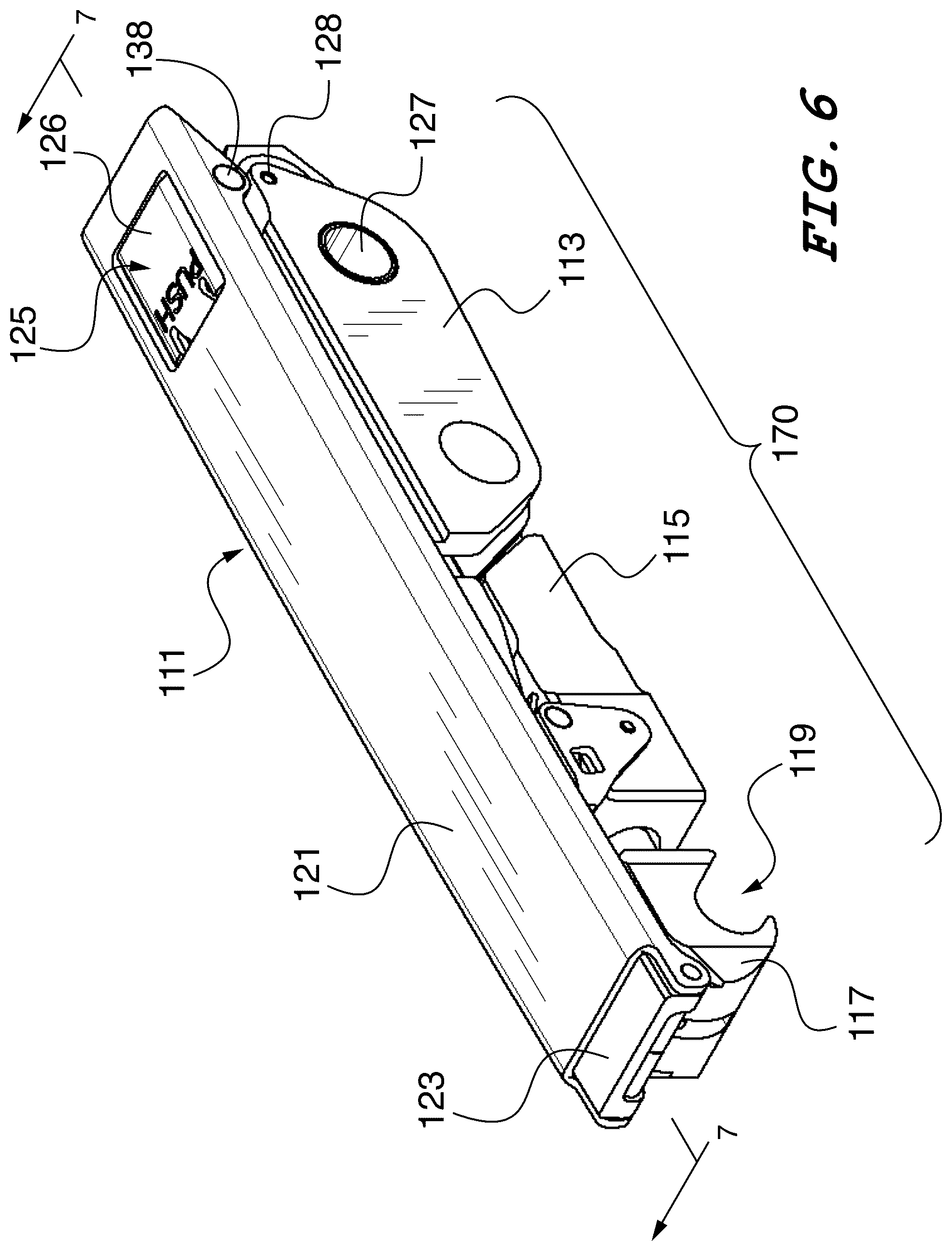 Patent US12359479 Figure 6 – Hook latch with adjustable throw