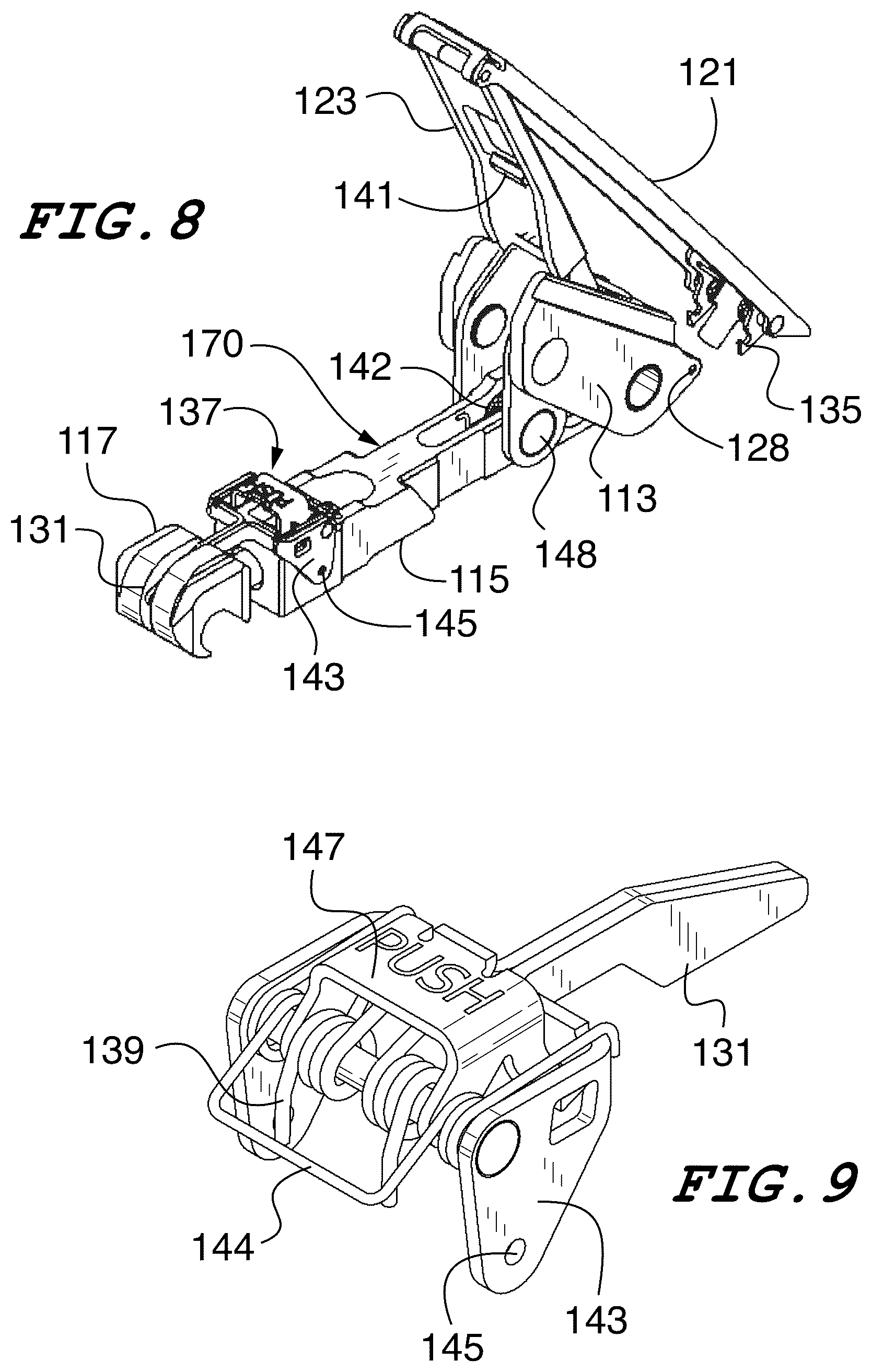 Patent US12359479 Figure 8 – Hook latch with adjustable throw