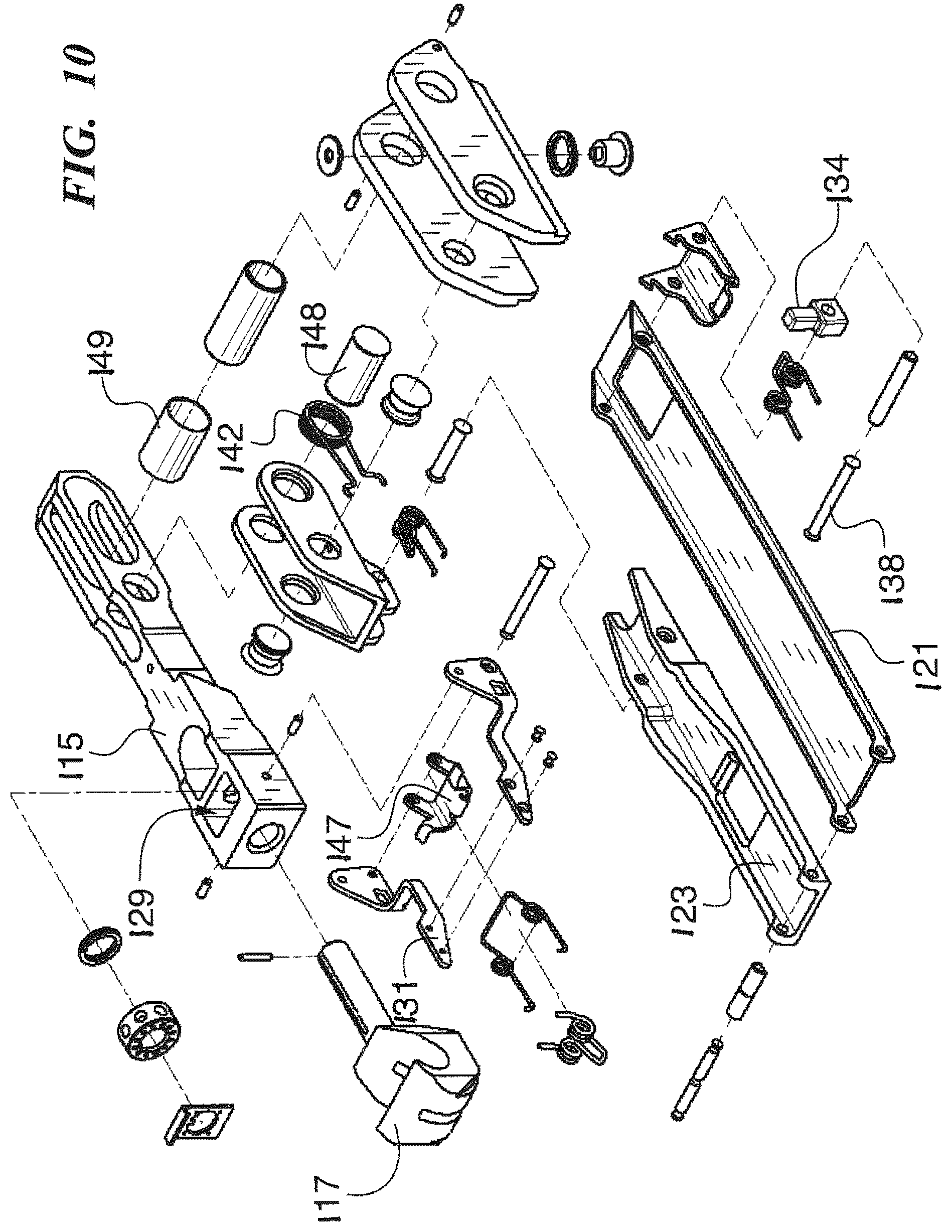 Patent US12359479 Figure 9 – Hook latch with adjustable throw