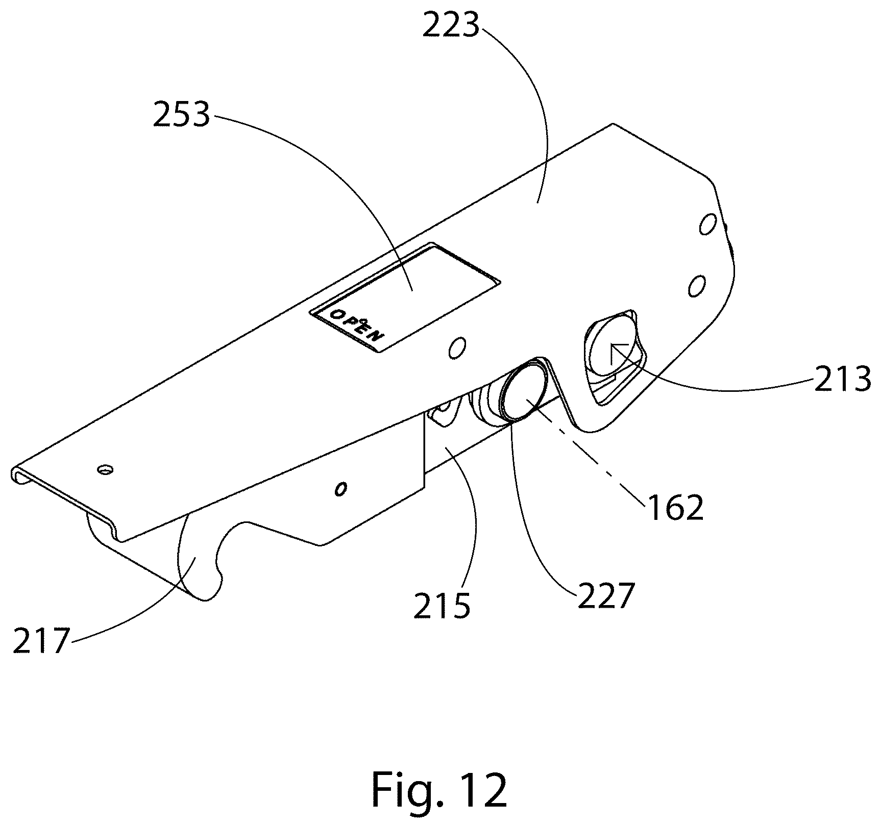 Patent US12359479 Figure 11 – Hook latch with adjustable throw