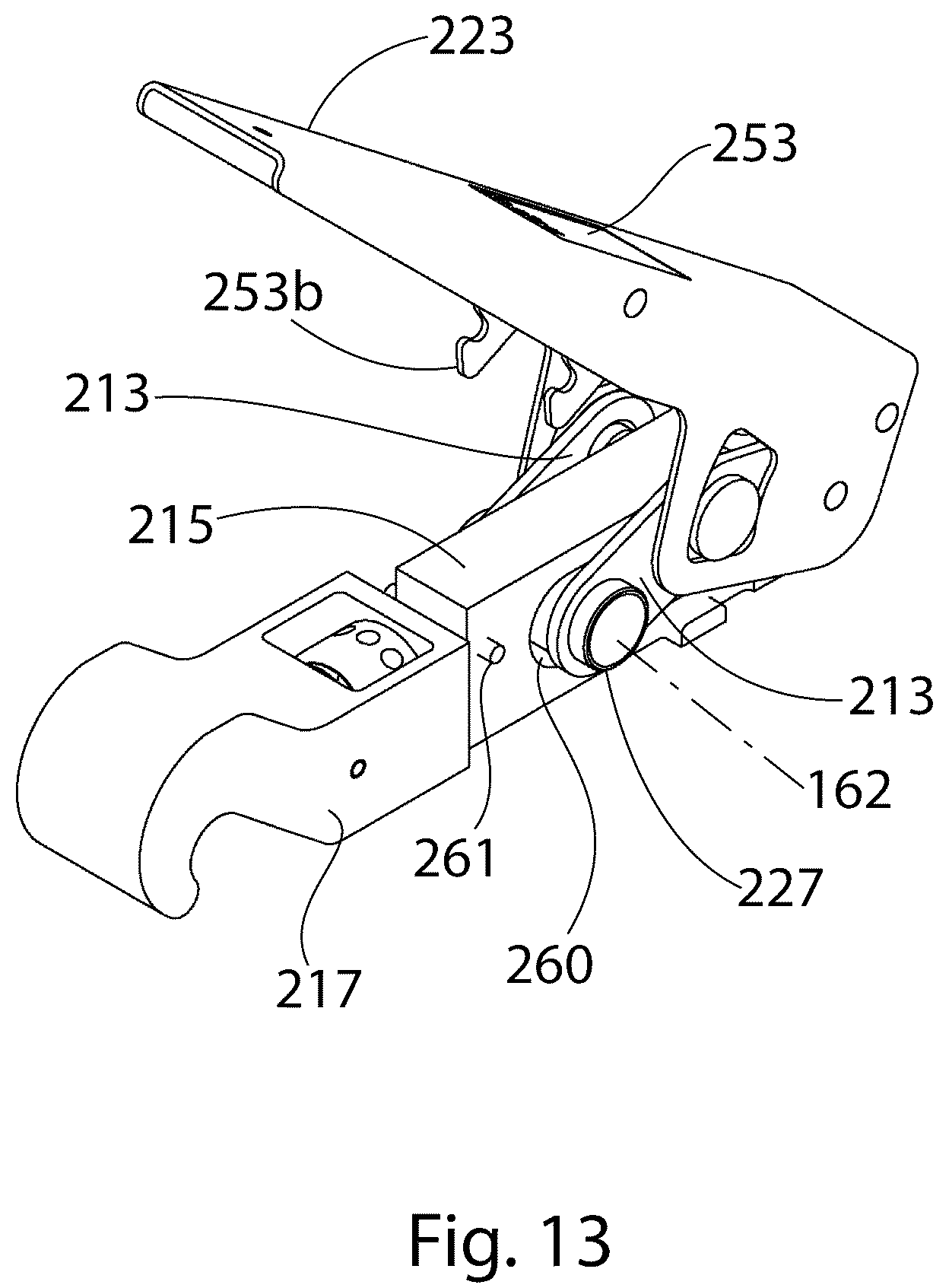 Patent US12359479 Figure 12 – Hook latch with adjustable throw