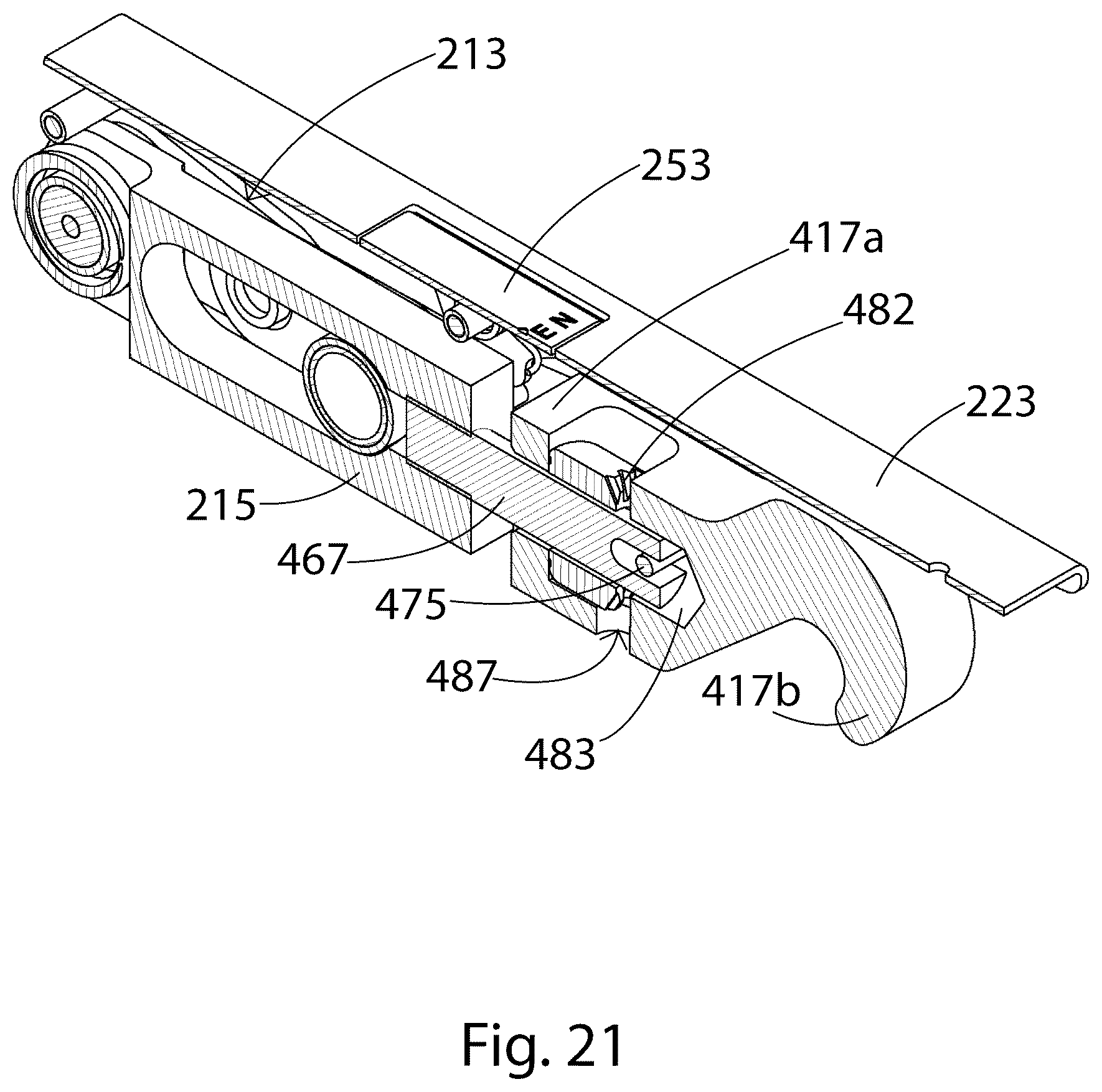 Patent US12359479 Figure 20 – Hook latch with adjustable throw