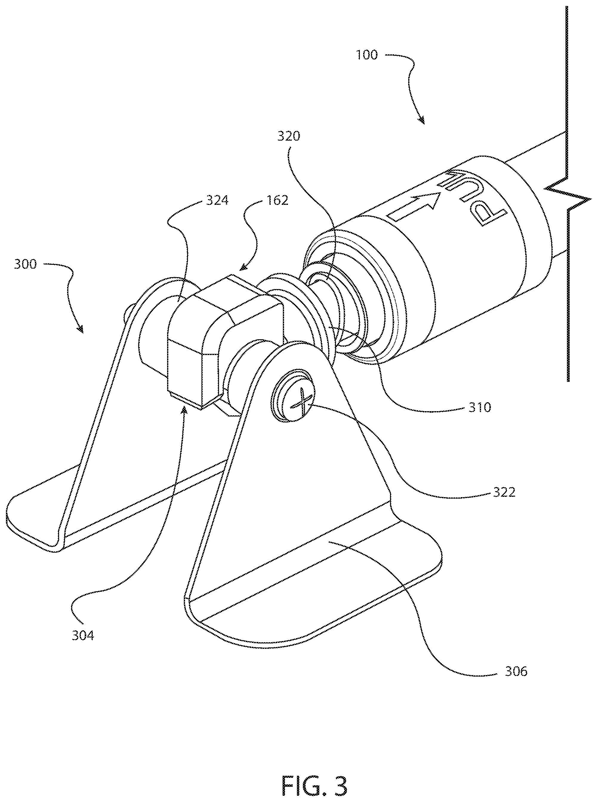 Patent US12359486 Figure 3 – Retention device for a hold open rod