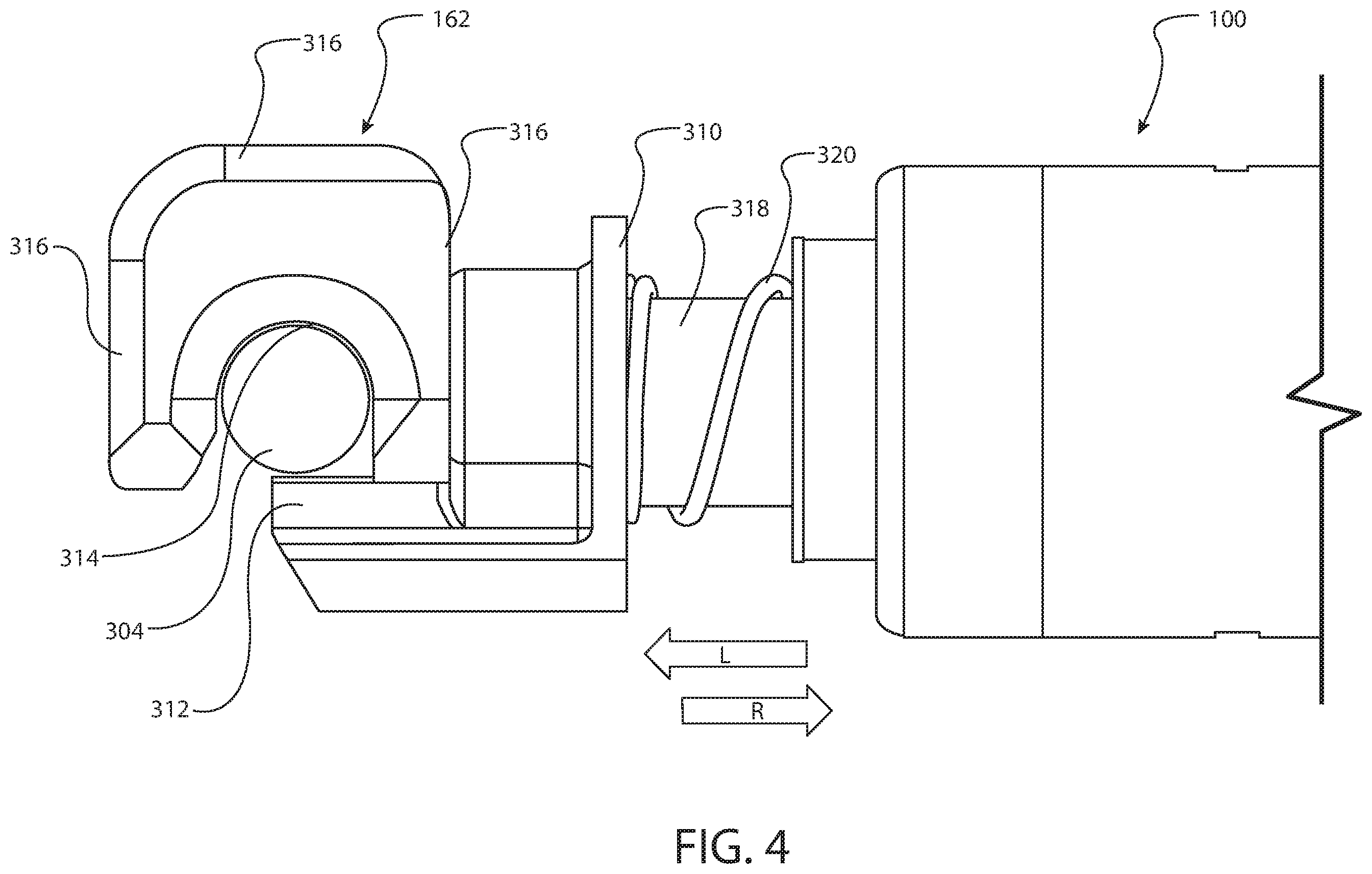 Patent US12359486 Figure 4 – Retention device for a hold open rod