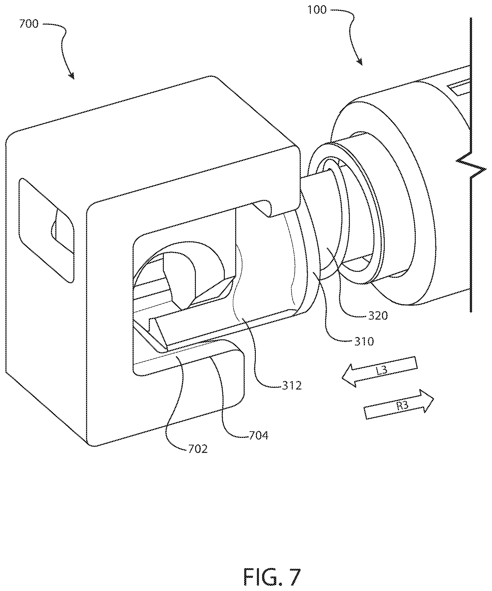 Patent US12359486 Figure 7 – Retention device for a hold open rod