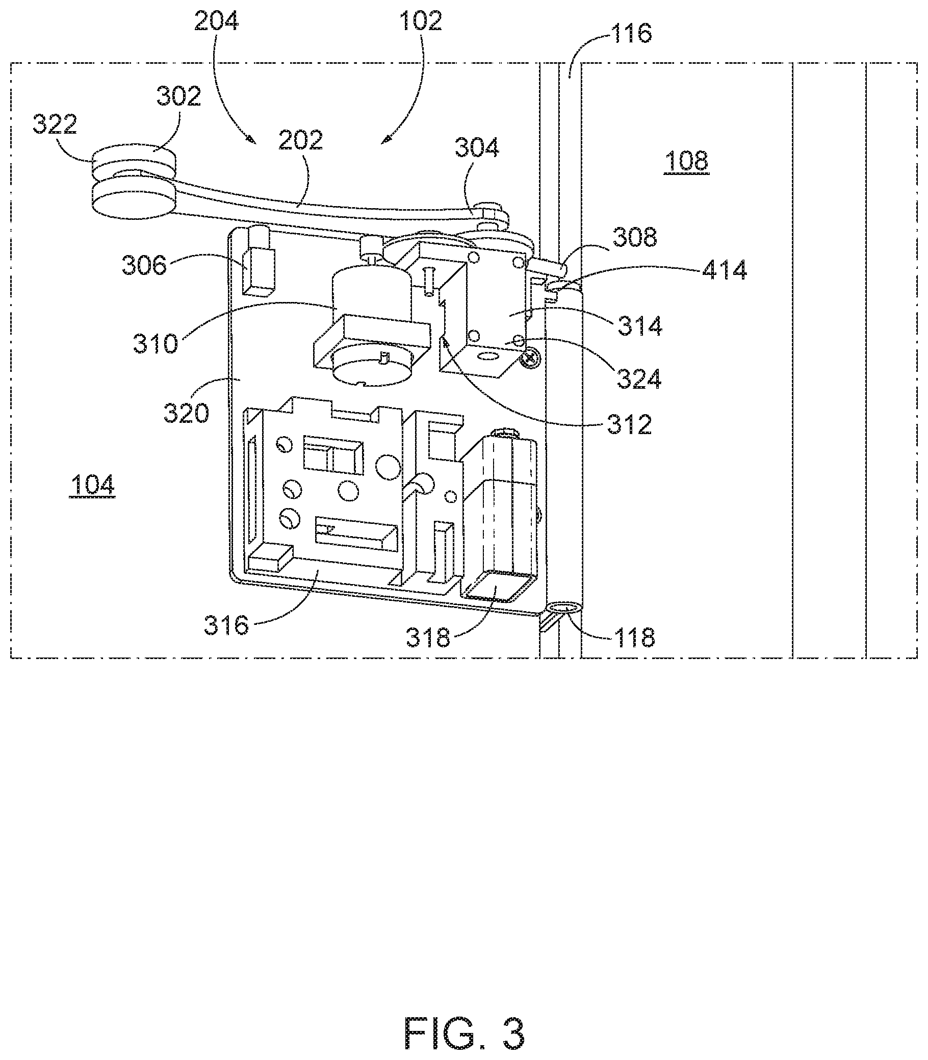 Patent US12359490 Figure 3 – Compact door closer