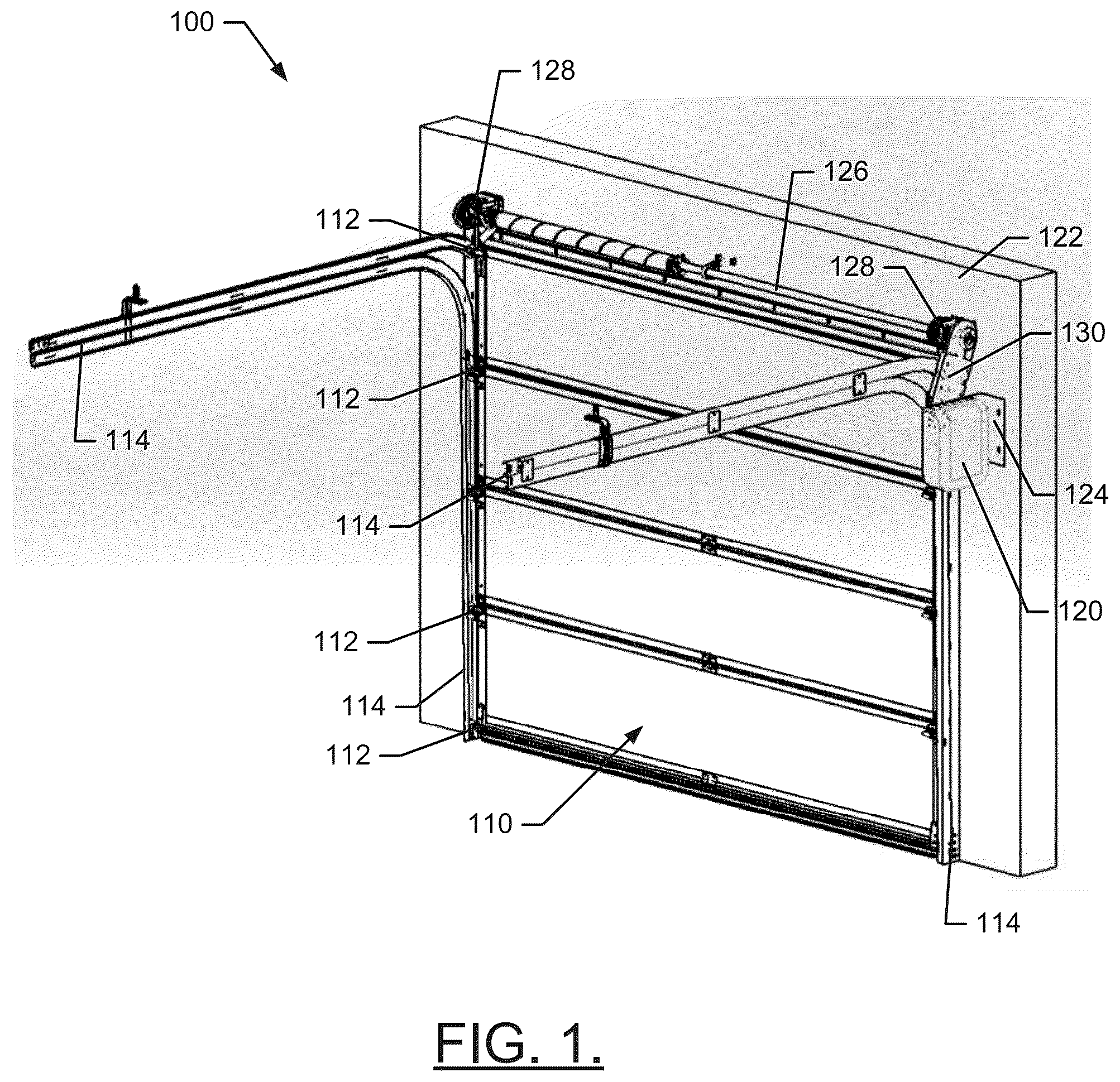 Patent US12359491 Figure 1 – Cam release system for jackshaft conversion from a ceiling garage door opener